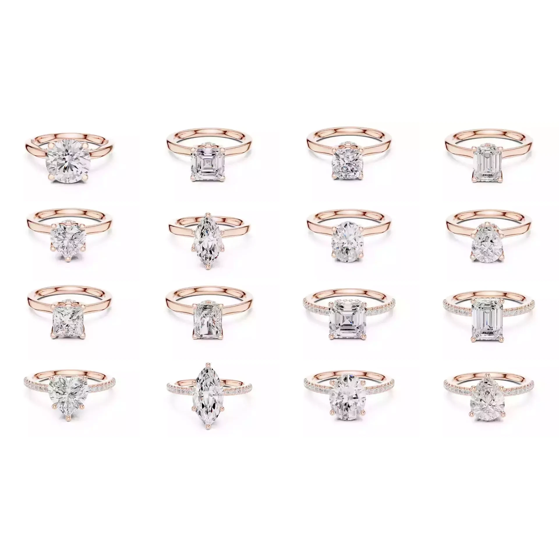 203 Hidden Halo or Diamond Rings 3DM STL OBJ FBX 3 Render Video 3D Model Pack
