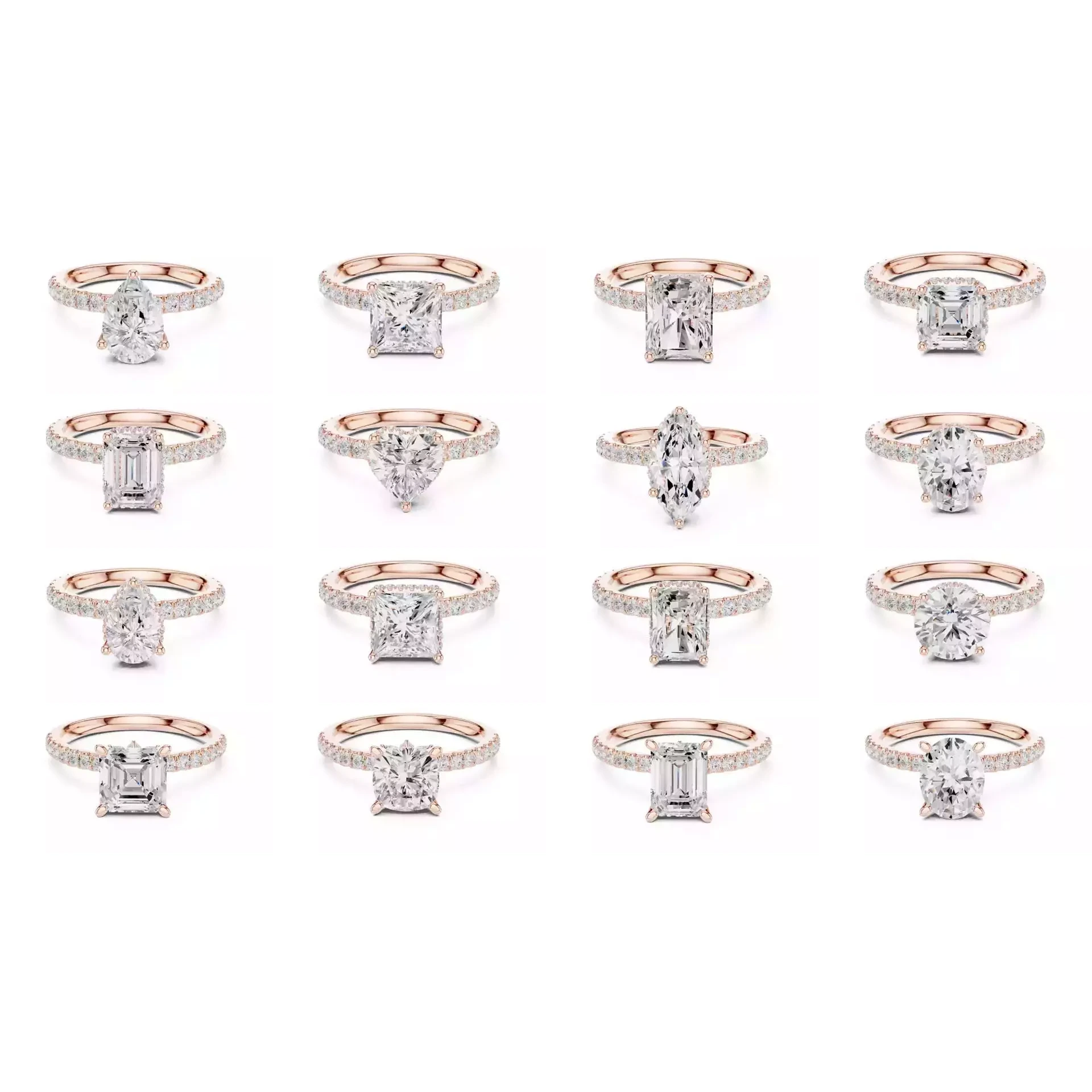 203 Hidden Halo or Diamond Rings 3DM STL OBJ FBX 3 Render Video 3D Model Pack 3