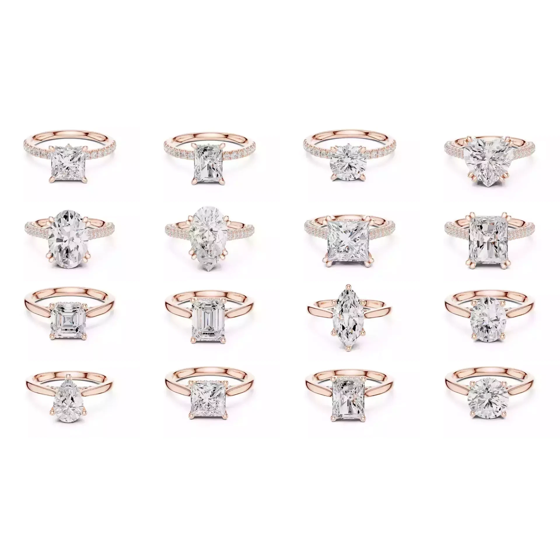 203 Hidden Halo or Diamond Rings 3DM STL OBJ FBX 3 Render Video 3D Model Pack 5