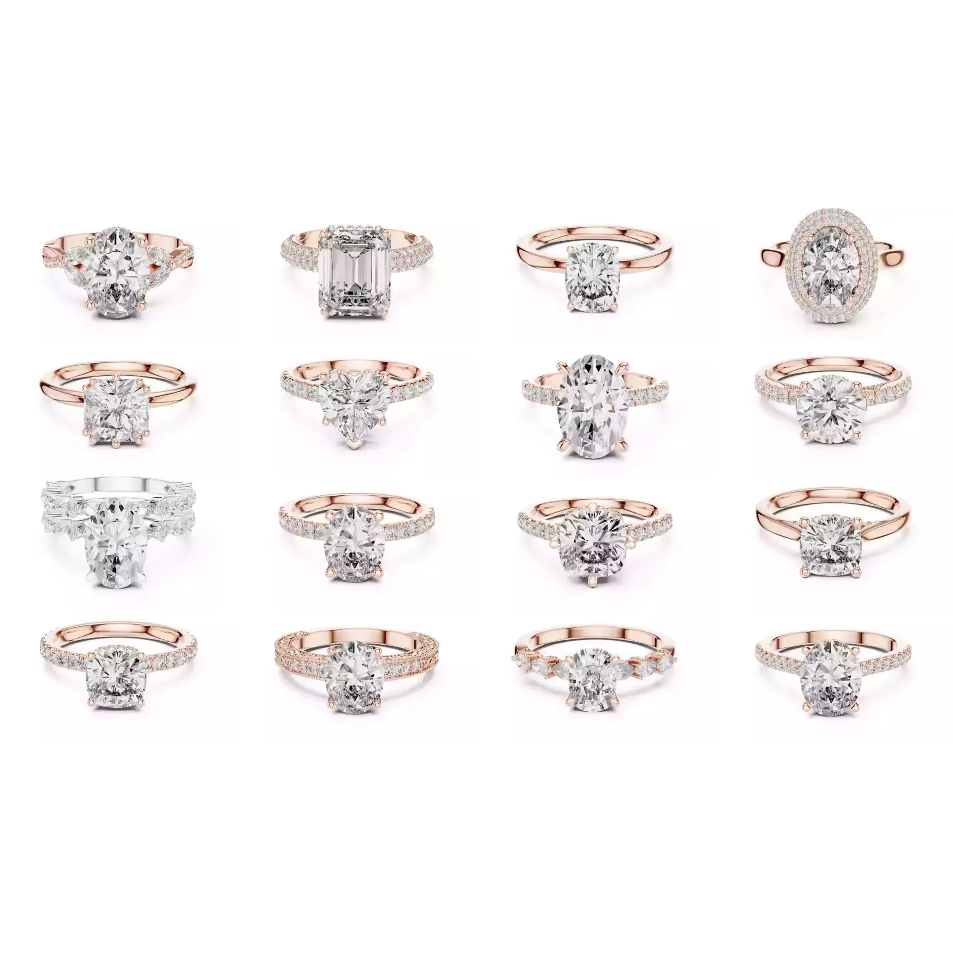 203 Hidden Halo or Diamond Rings 3DM STL OBJ FBX 3 Render Video 3D Model Pack 7