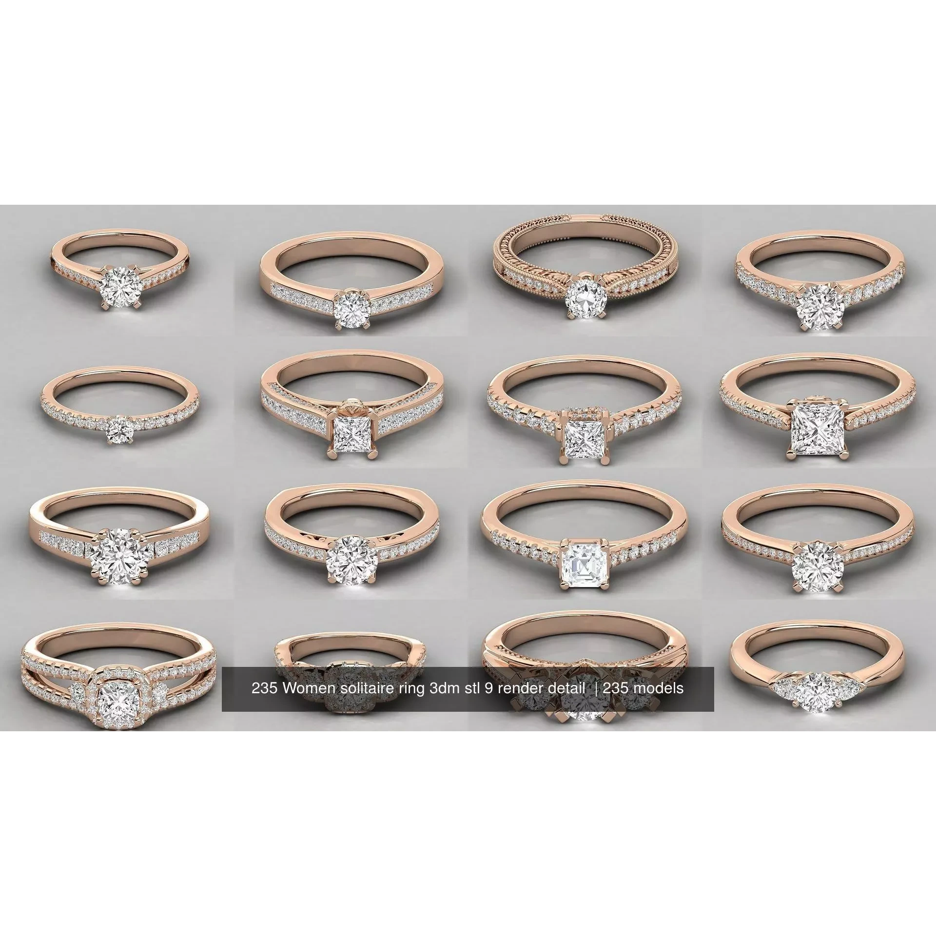 235 Women solitaire ring 3dm stl 9 render detail 3D Model Pack 2