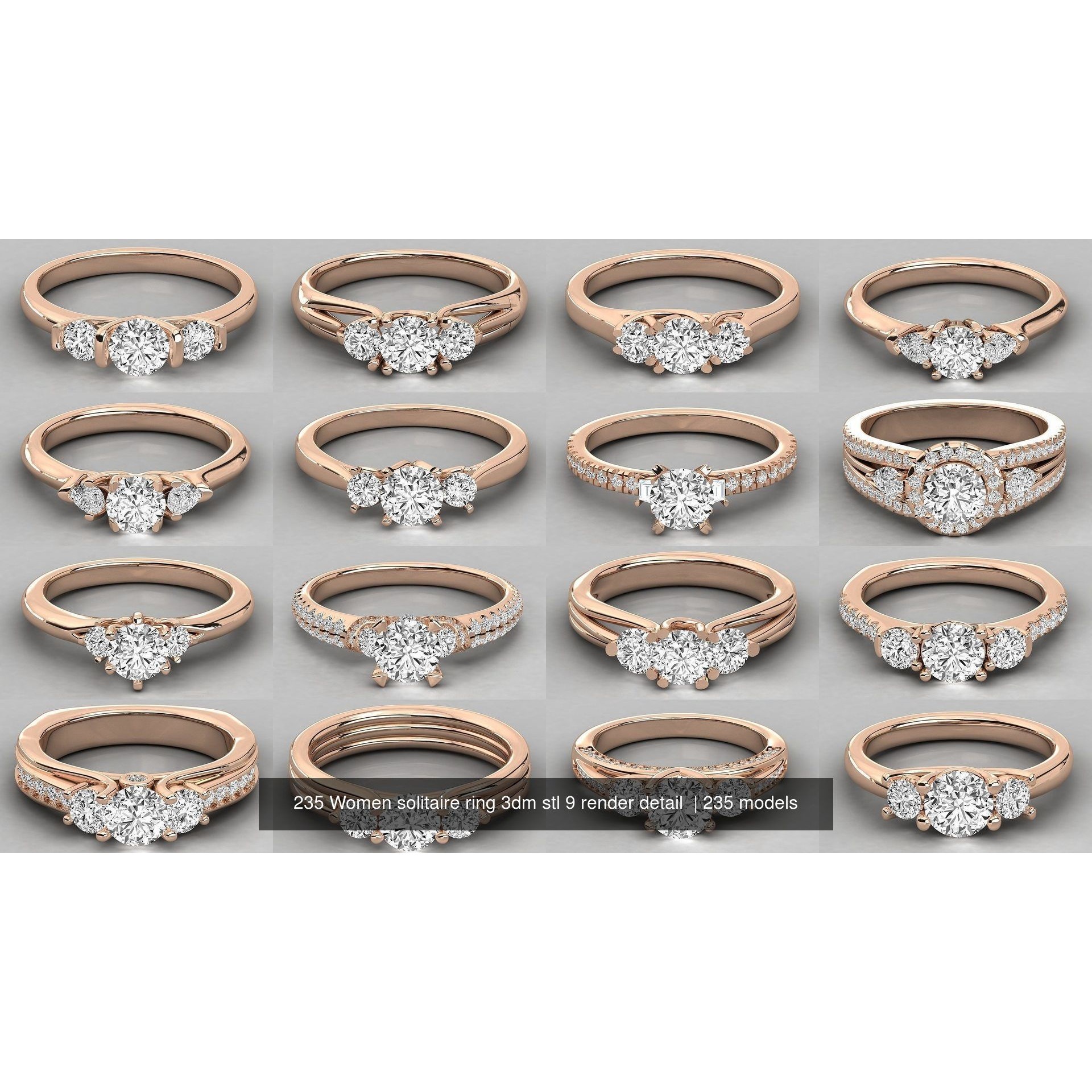 235 Women solitaire ring 3dm stl 9 render detail 3D Model Pack 4