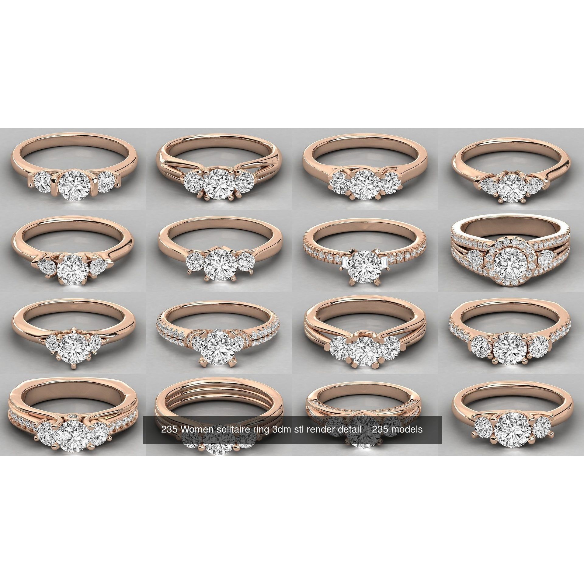 235 Women solitaire ring 3dm stl 9 render detail 3D Model Pack 7