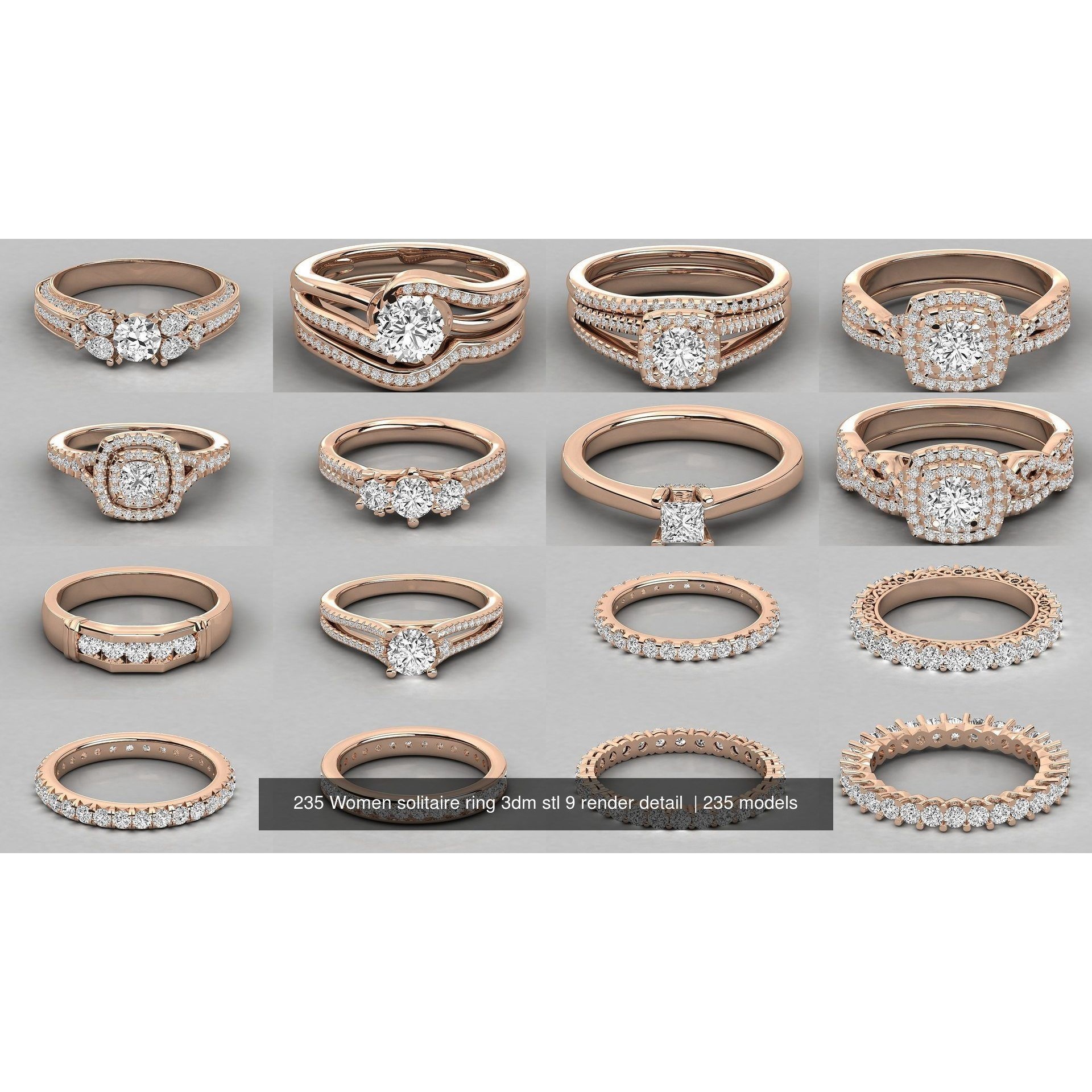 235 Women solitaire ring 3dm stl 9 render detail 3D Model Pack 8