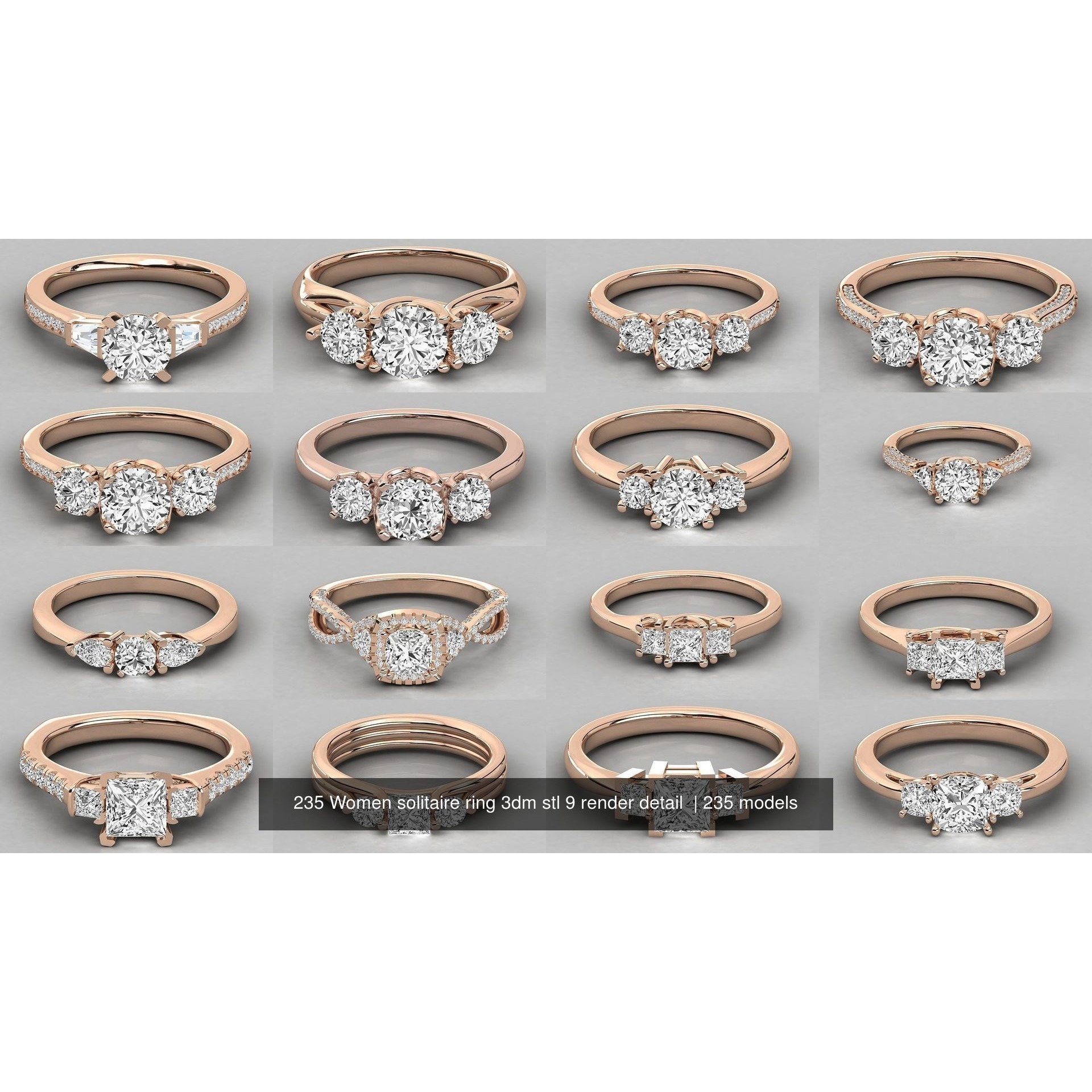 235 Women solitaire ring 3dm stl 9 render detail 3D Model Pack 9