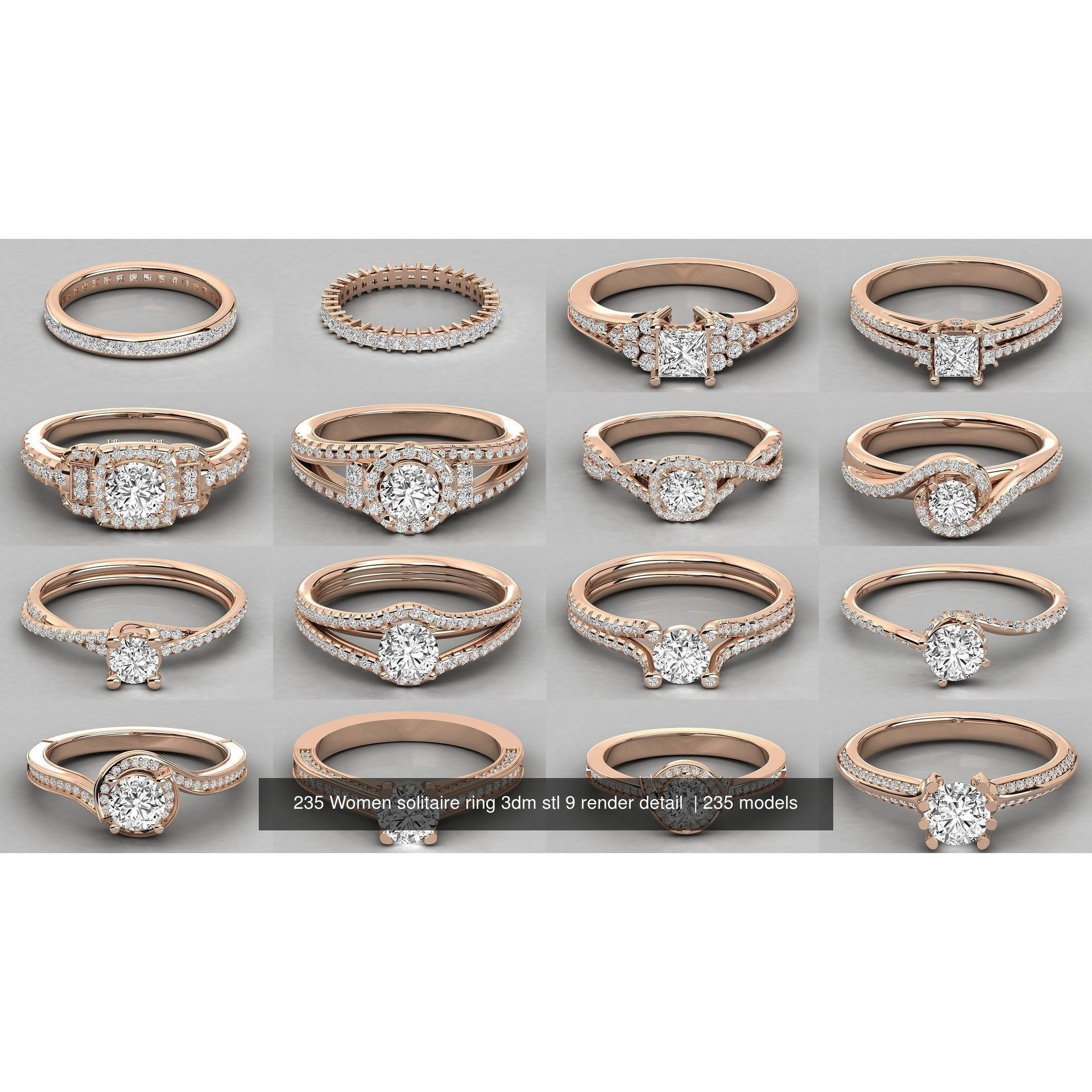 235 Women solitaire ring 3dm stl 9 render detail 3D Model Pack 10