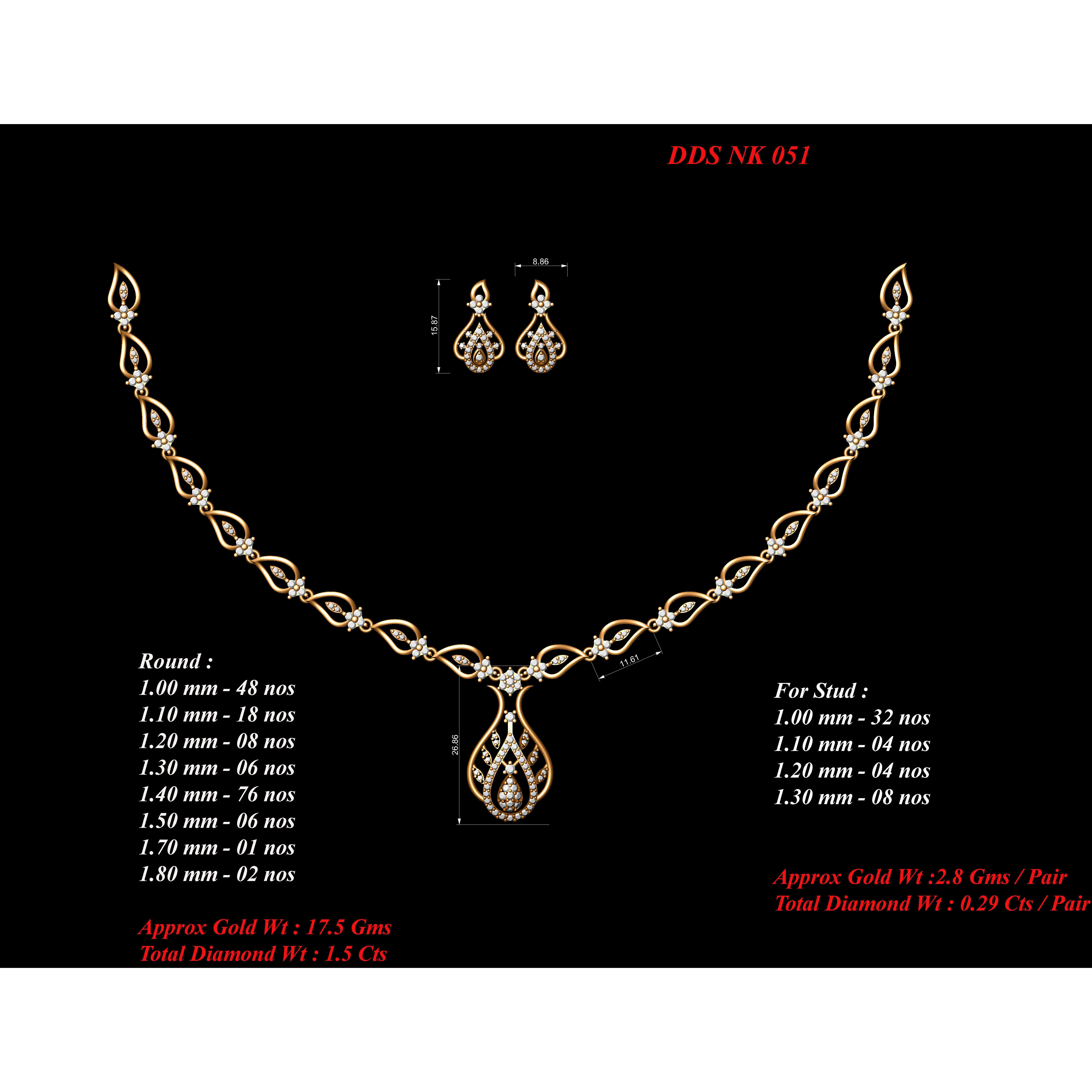 30 Women necklace-earrings set 3dm stl bulk collection 3D print model 7