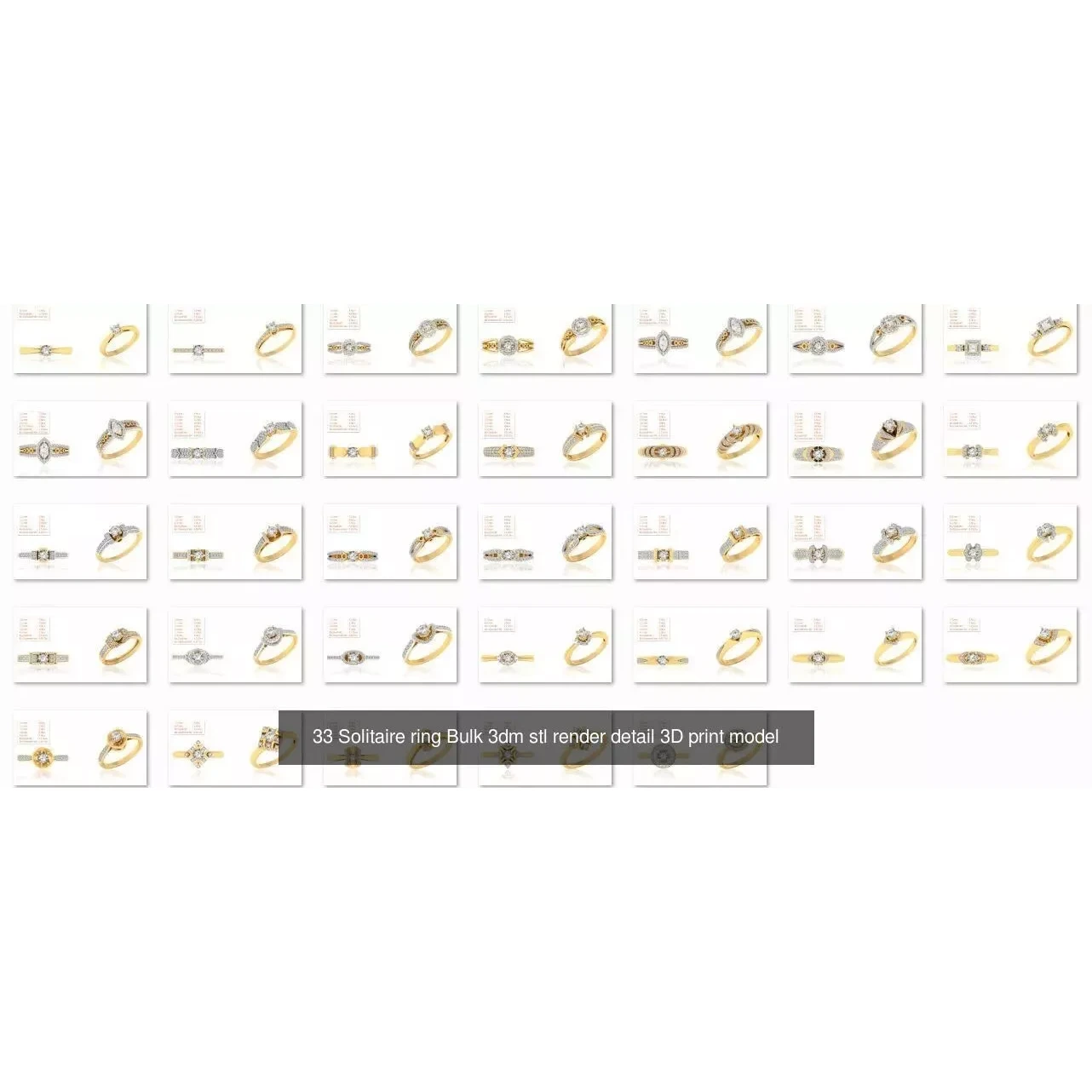 3000 Ring Mega Collection 3dm stl renders details 3D Model Pack 4