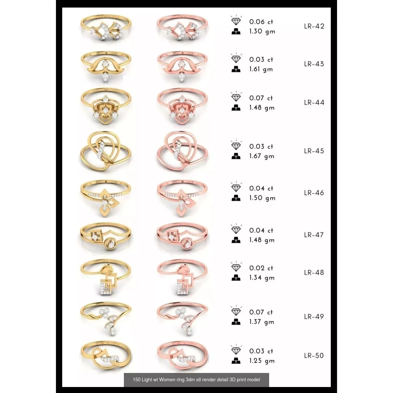3000 Ring Mega Collection 3dm stl renders details 3D Model Pack 8