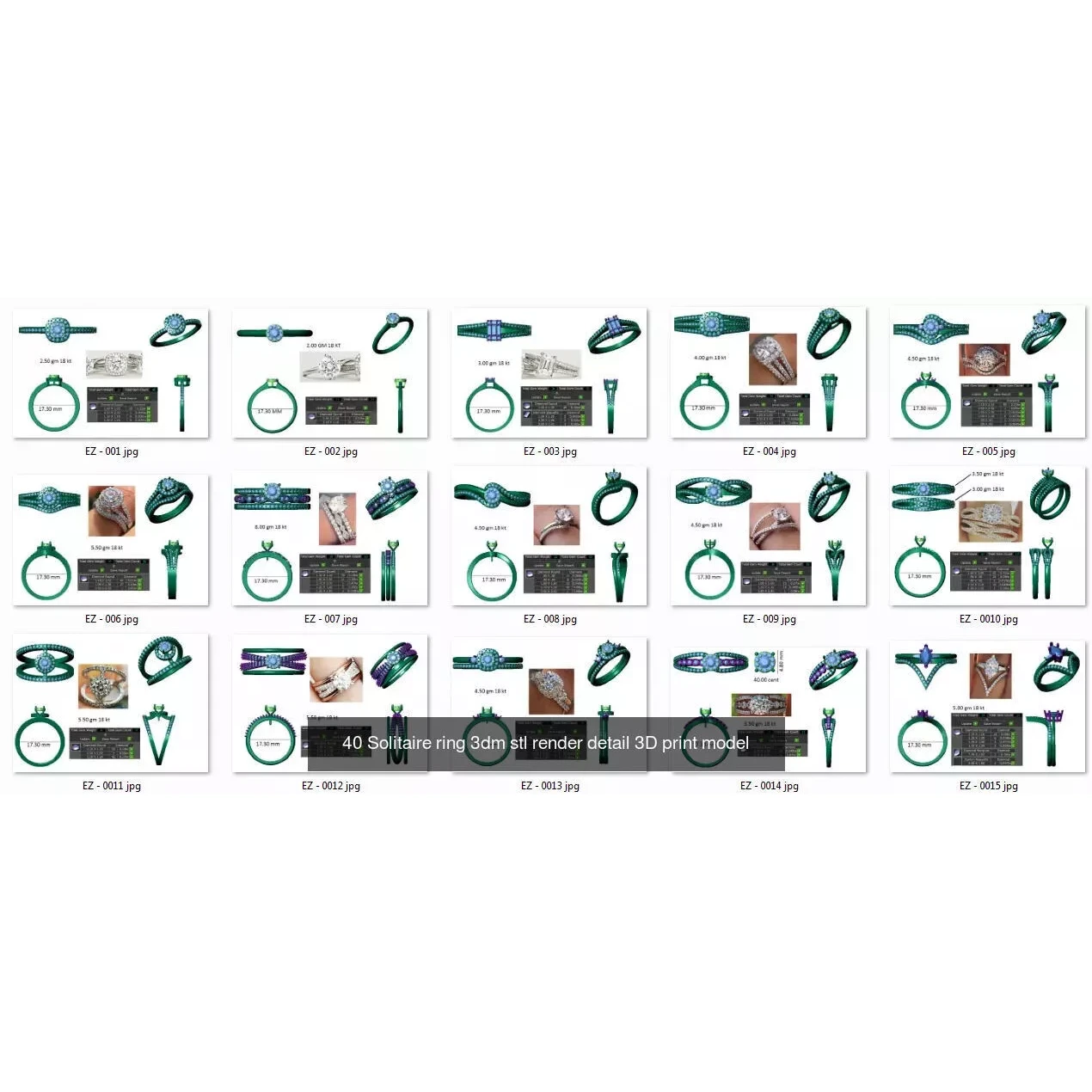 3000 Ring Mega Collection 3dm stl renders details 3D Model Pack 10