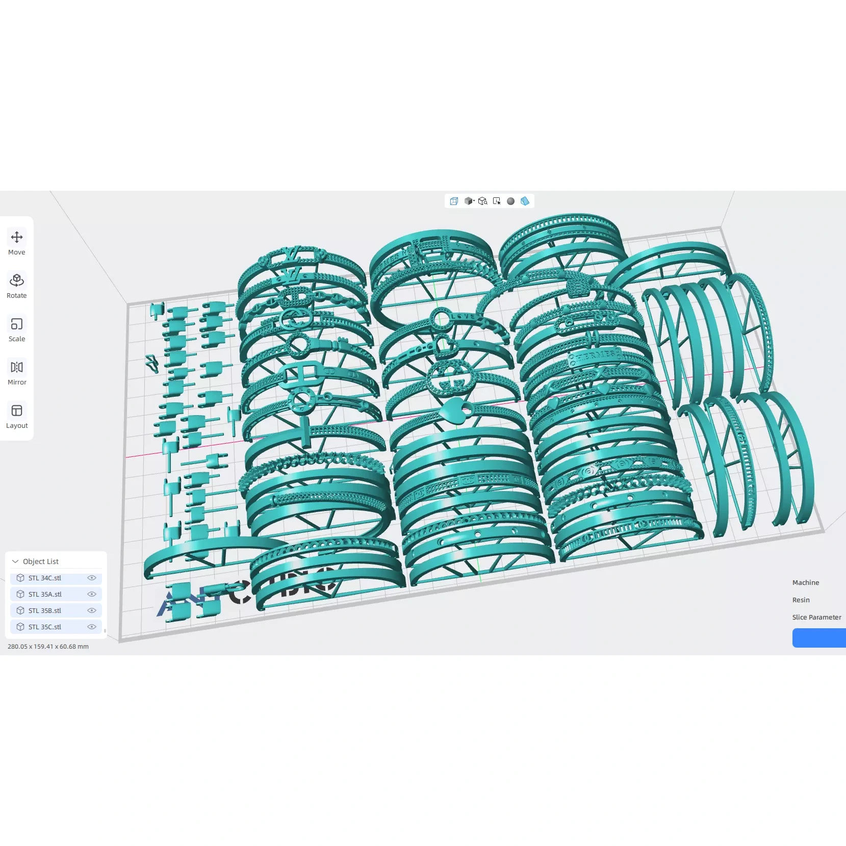 33 Gold Bracelets collection 3D print model
