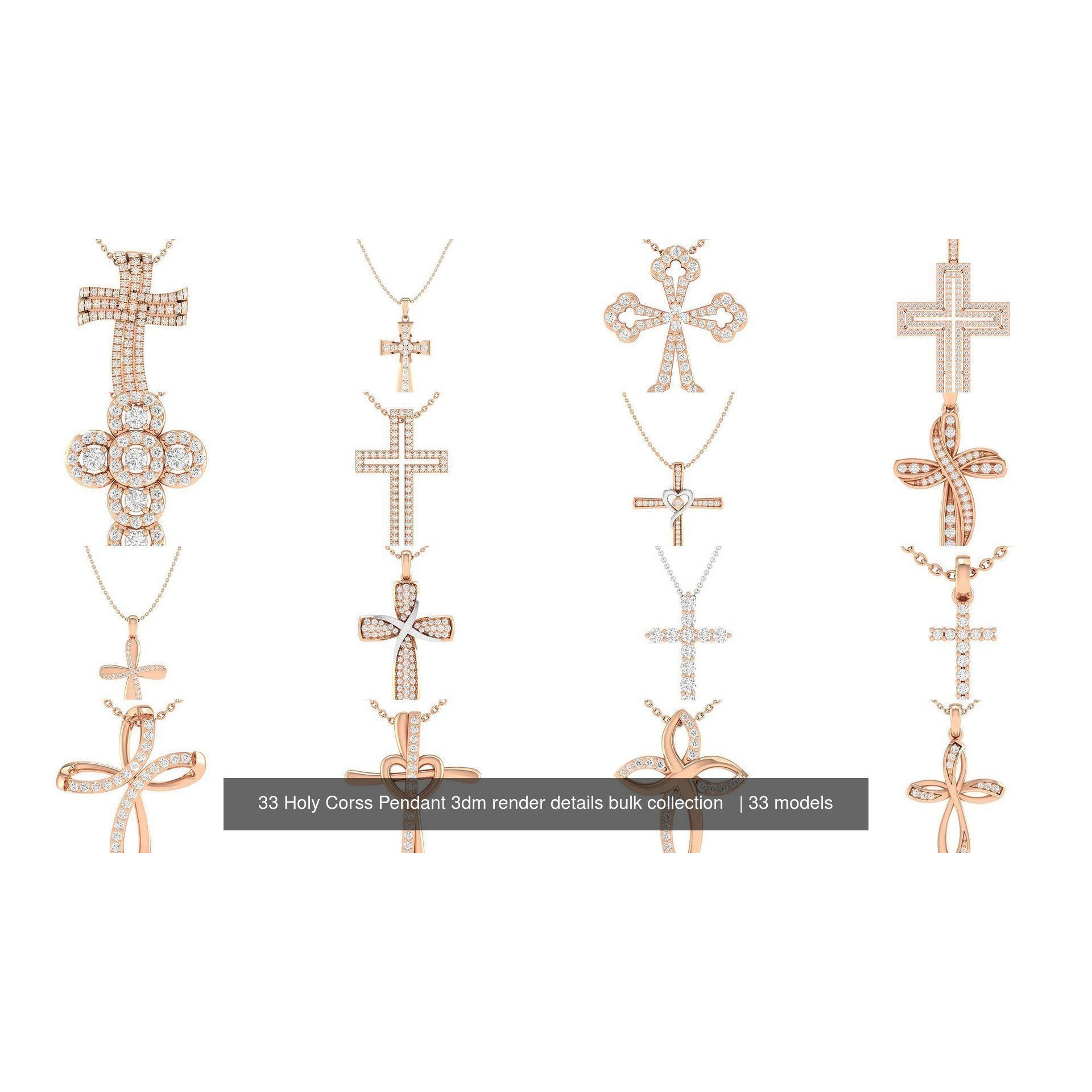 33 Holy Cross Pendant 3dm render details bulk collection 3D Model Pack 2