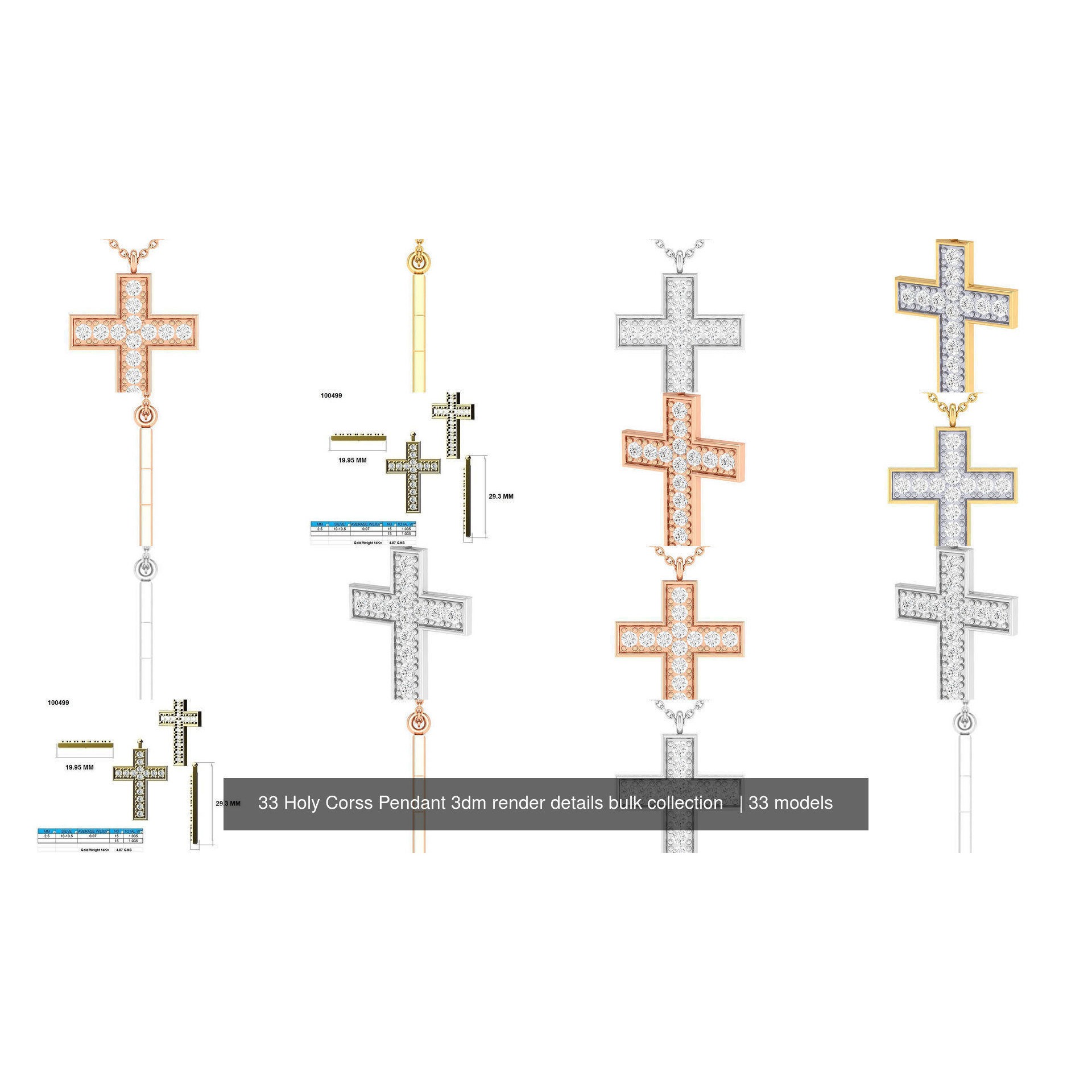 33 Holy Cross Pendant 3dm render details bulk collection 3D Model Pack 4