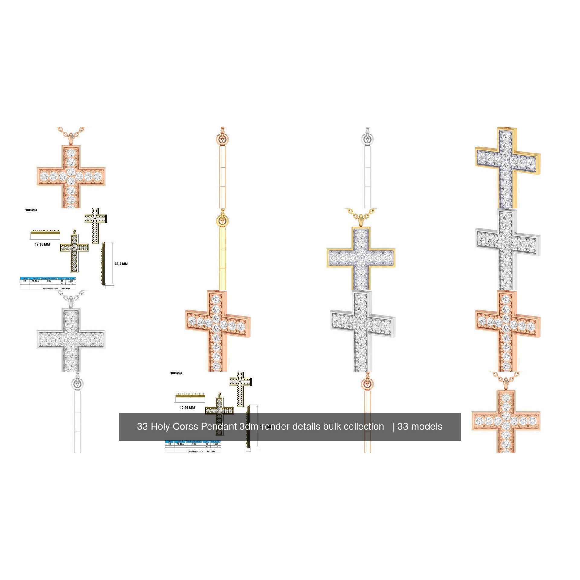 33 Holy Cross Pendant 3dm render details bulk collection 3D Model Pack 5