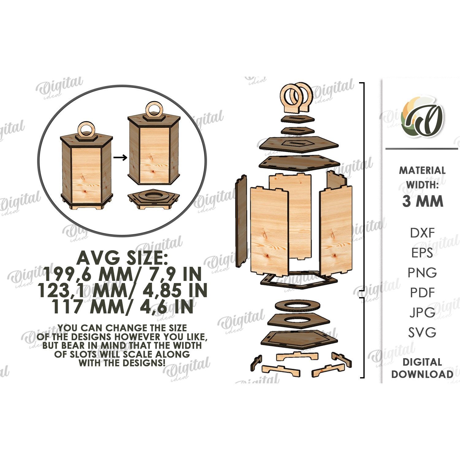3D Decorative Lantern Laser Cut. Candle Holder SVG (5) 2