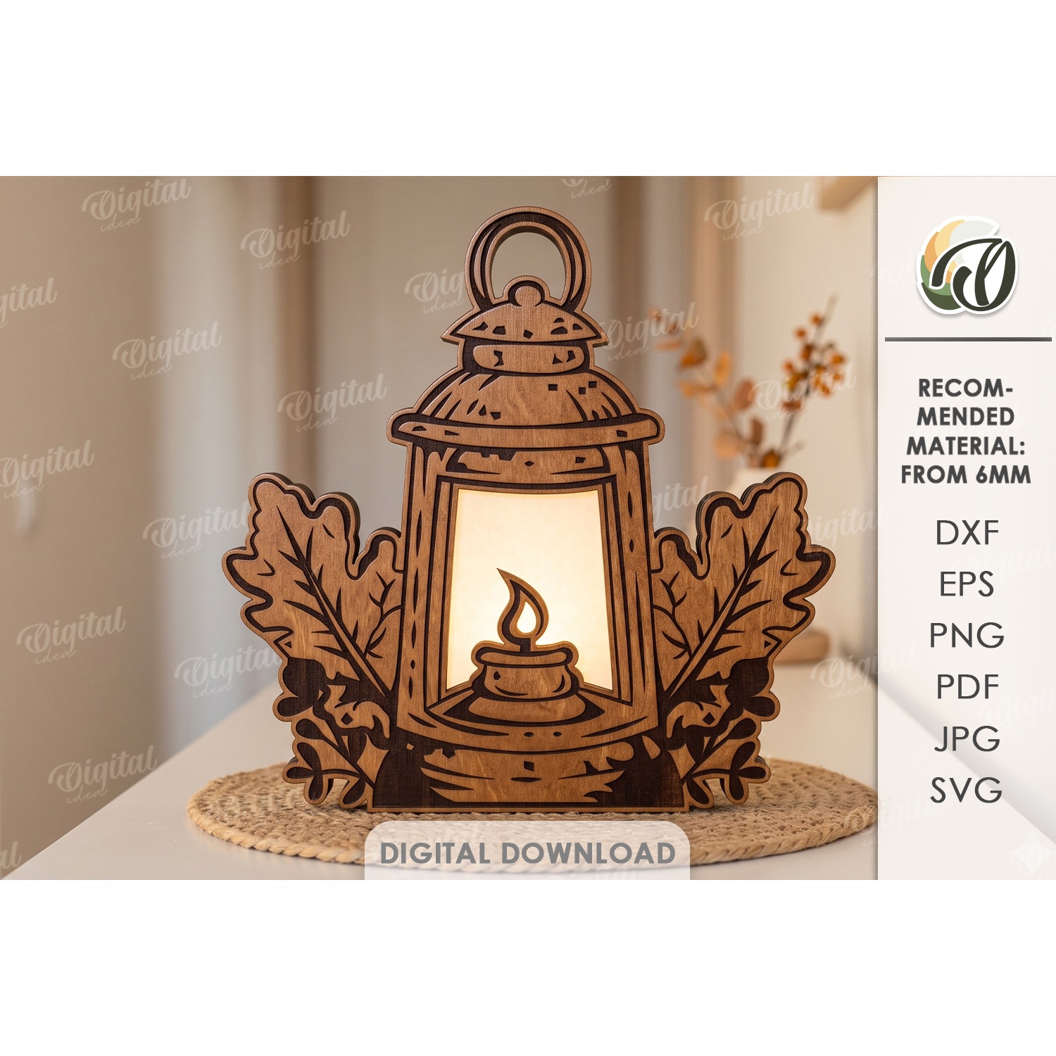 3D Fall Lamp Laser Cut. Night Light. Led Light SVG (3)
