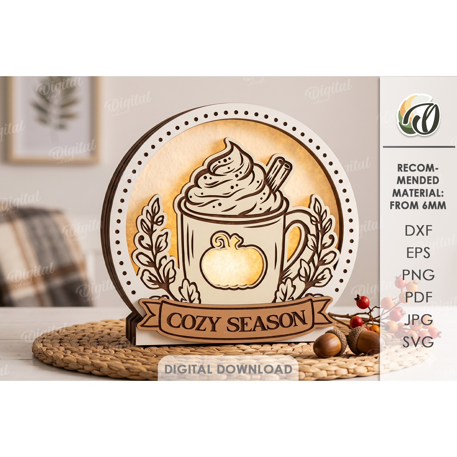 3D Fall Lamps Bundle Laser Cut. Night Light. Led Light SVG 12