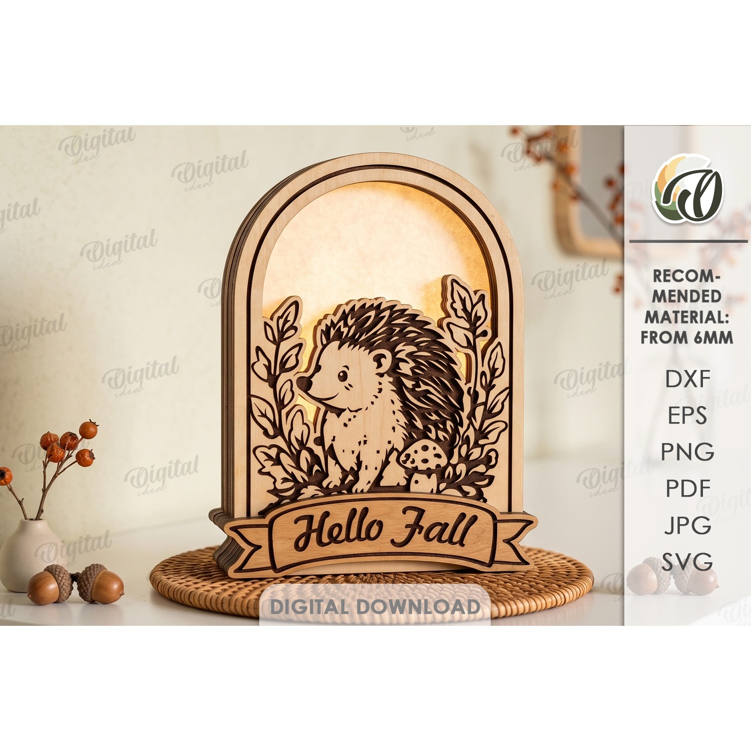 3D Fall Lamps Bundle Laser Cut. Night Light. Led Light SVG 13
