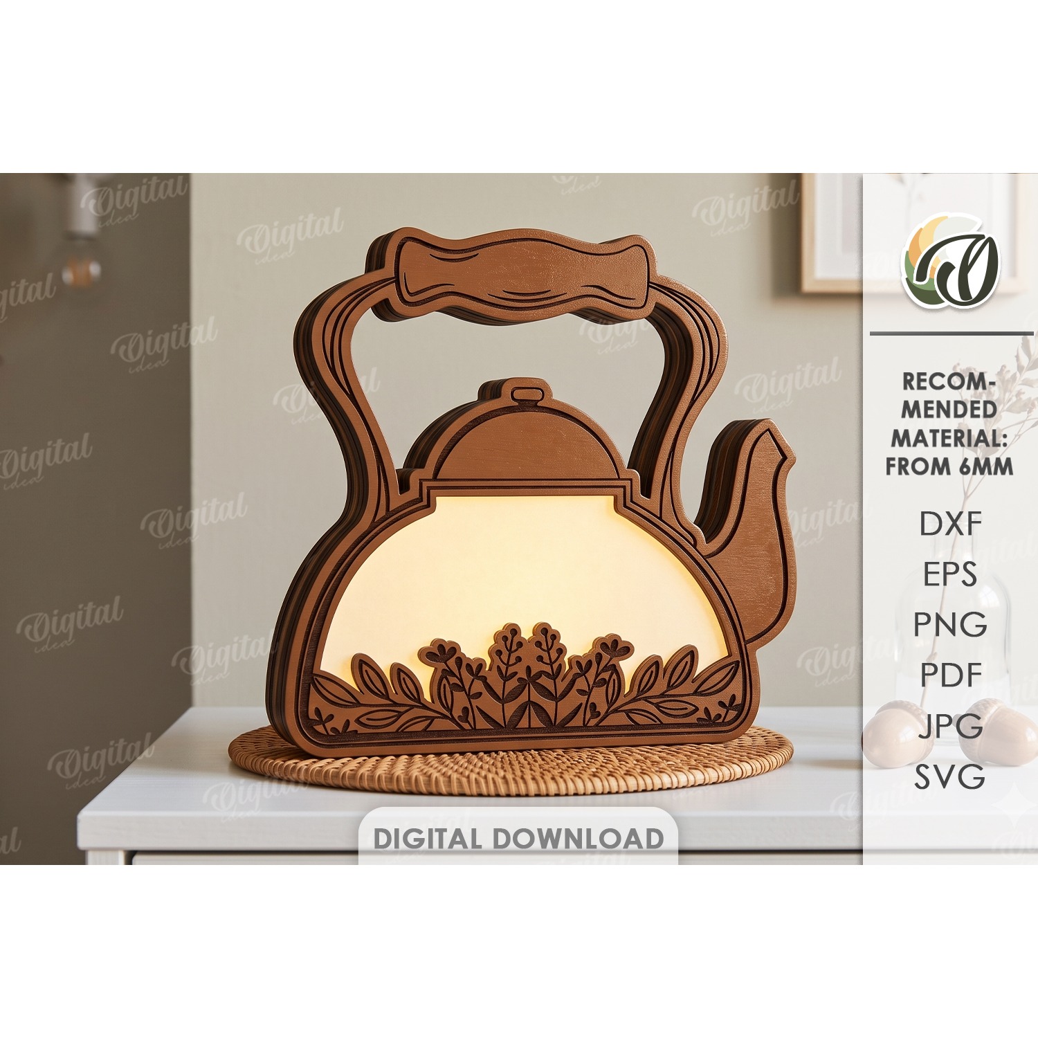 3D Fall Lamps Bundle Laser Cut. Night Light. Led Light SVG 4