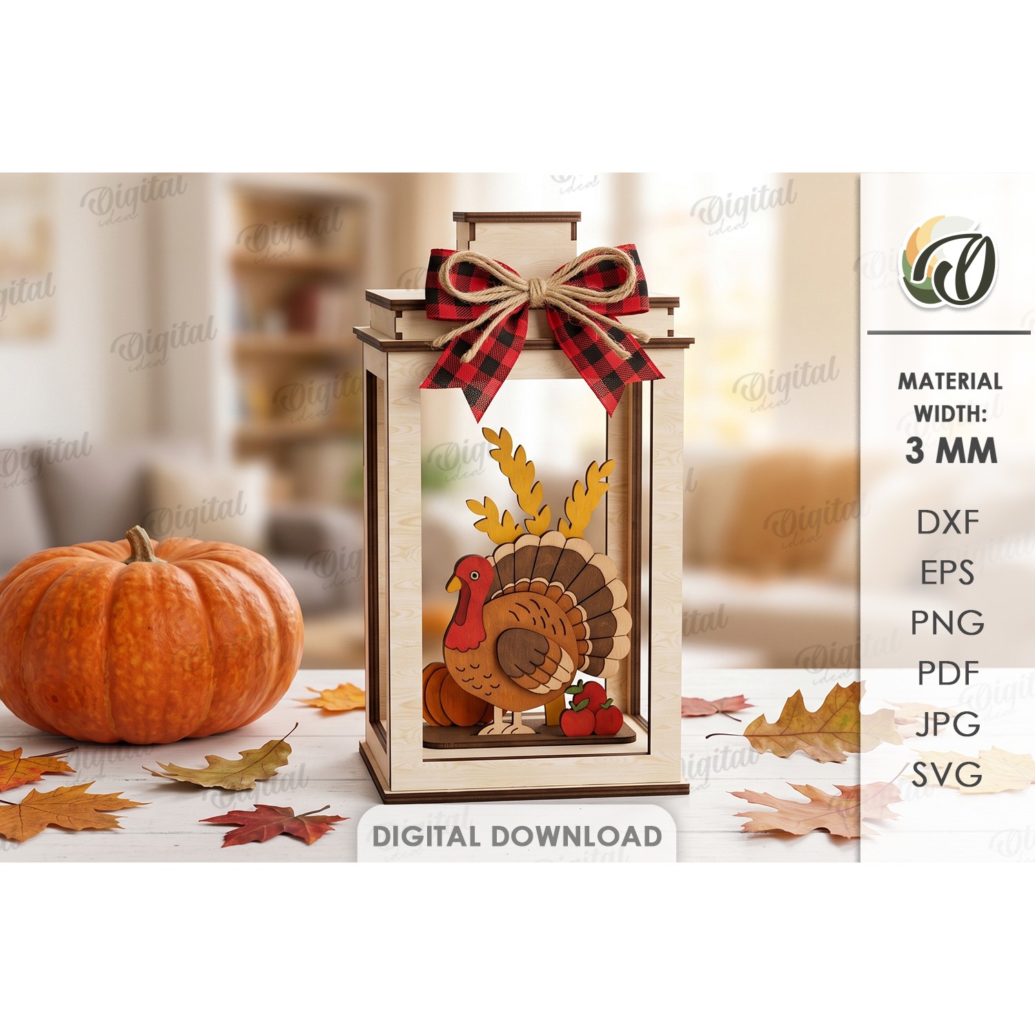 3D Fall Lantern Decor Laser Cut. Standing Decor SVG (6)