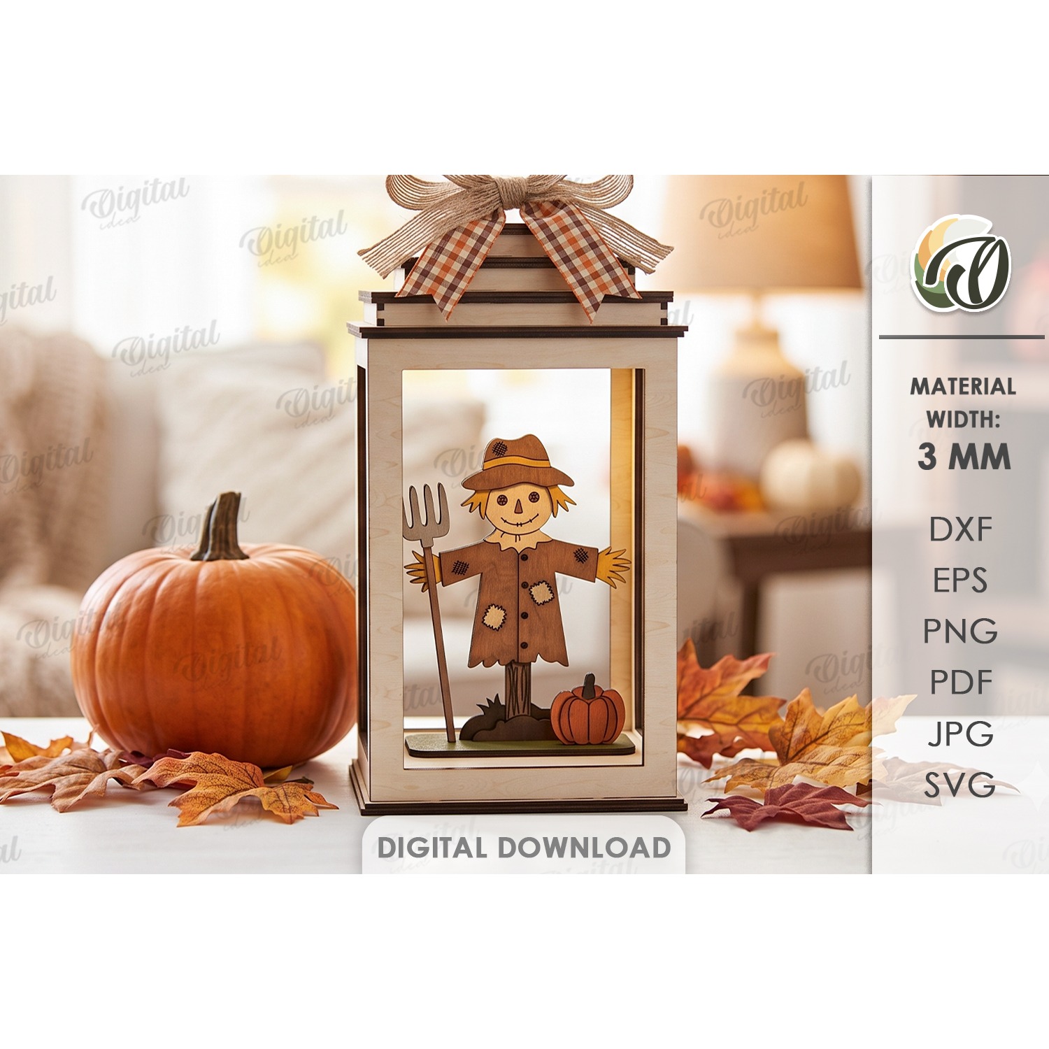 3D Fall Lantern Decor Laser Cut. Standing Decor SVG (7)