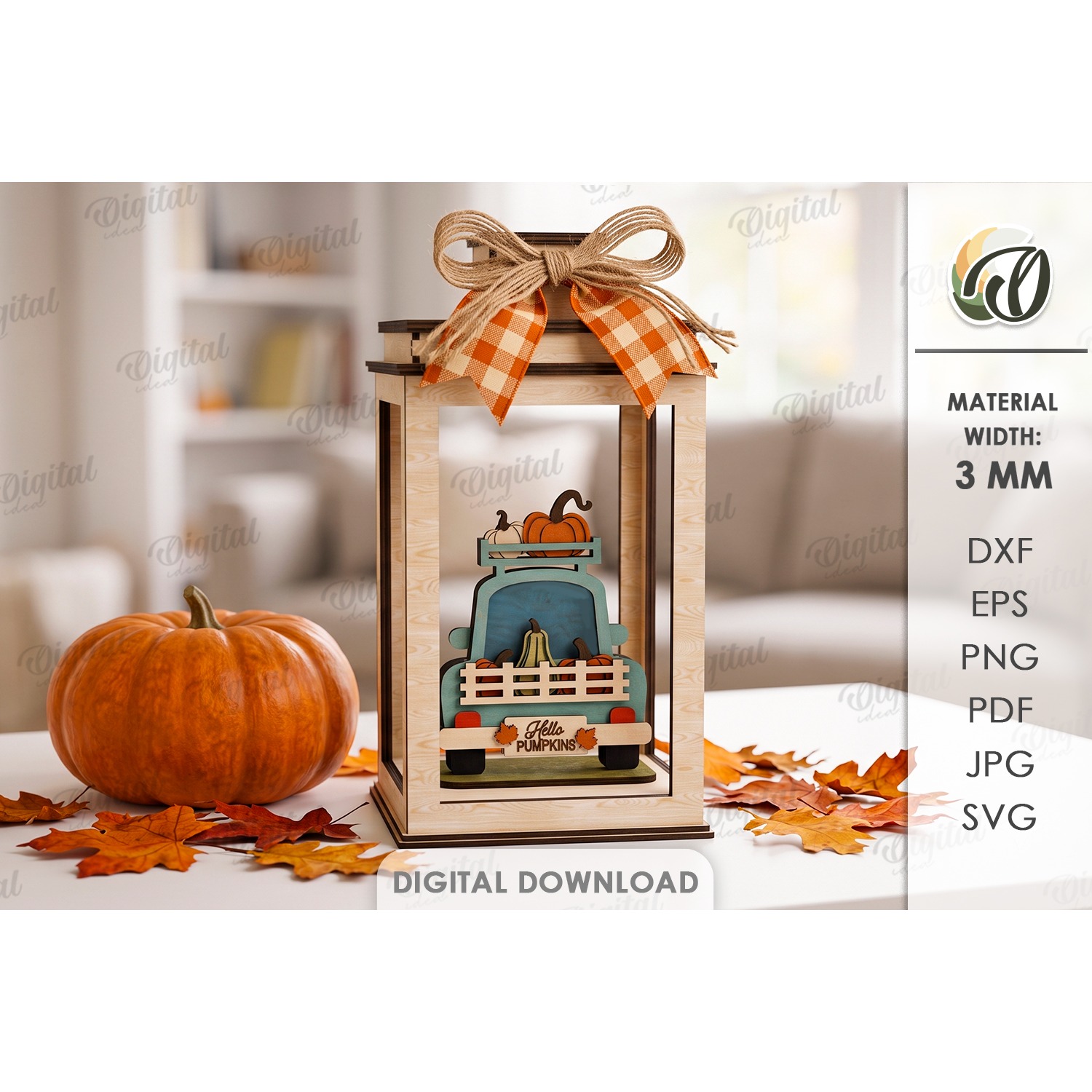 3D Fall Lantern Decor Laser Cut. Standing Decor SVG (9)