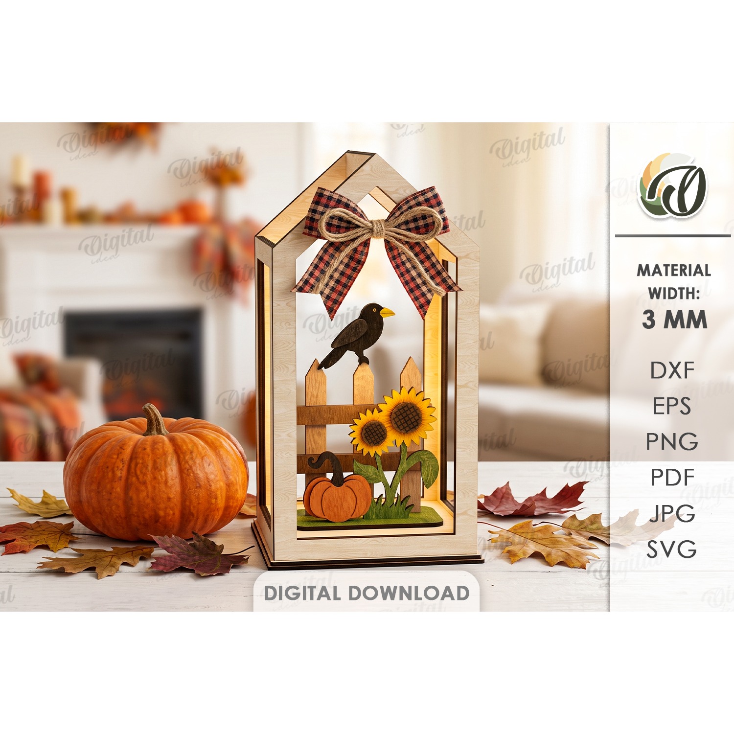 3D Fall Lanterns Decor Bundle Laser Cut. Stand Decor SVG 2