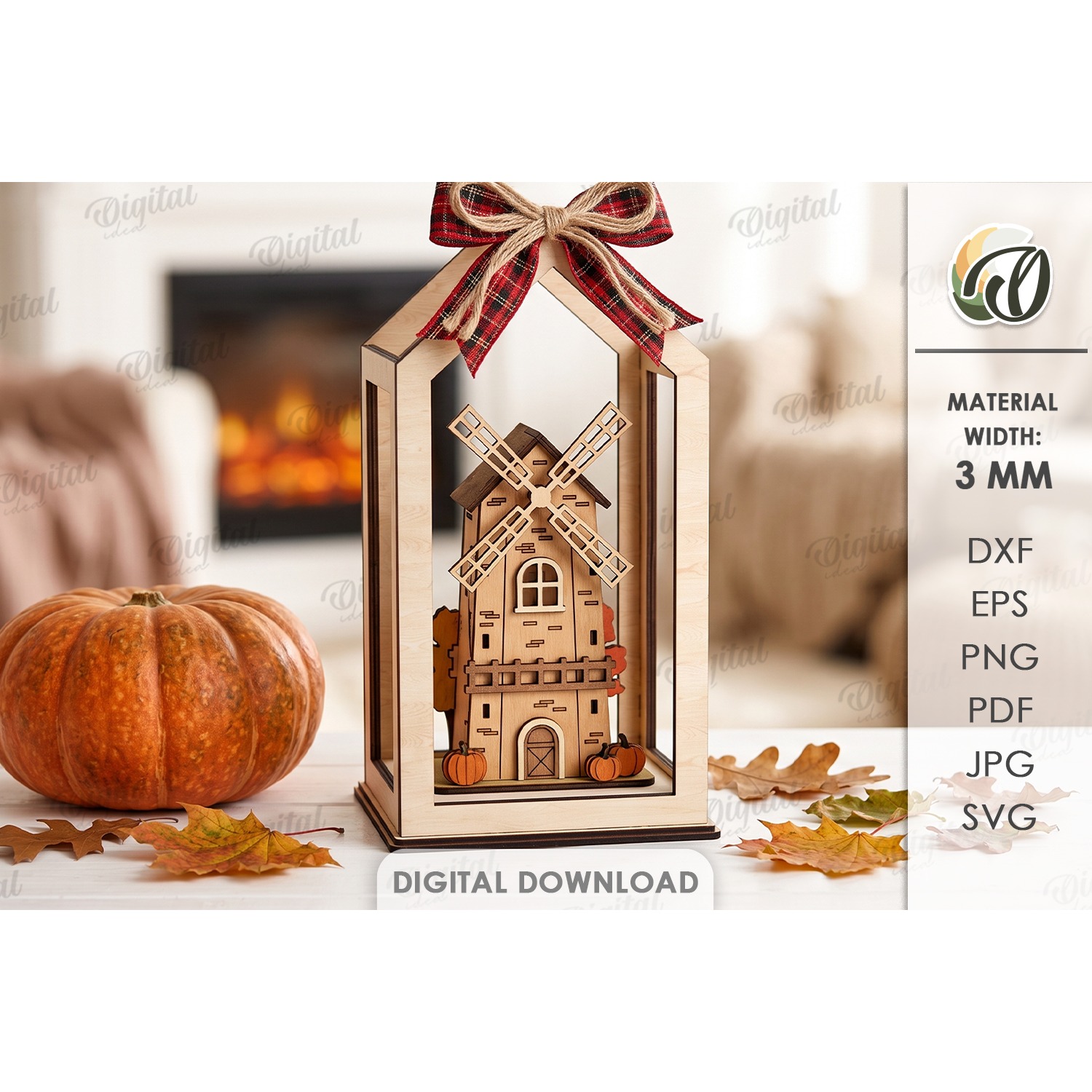 3D Fall Lanterns Decor Bundle Laser Cut. Stand Decor SVG 13