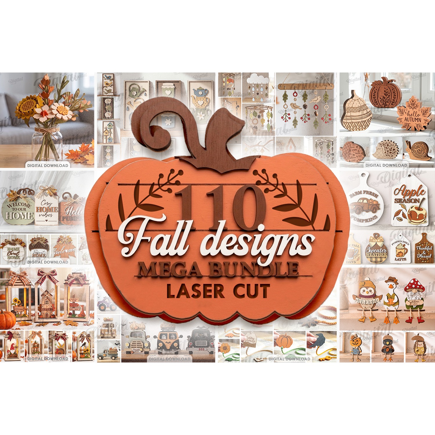 3D Fall Mega Bundle laser cut. Autumn decor. Farmhouse SVG