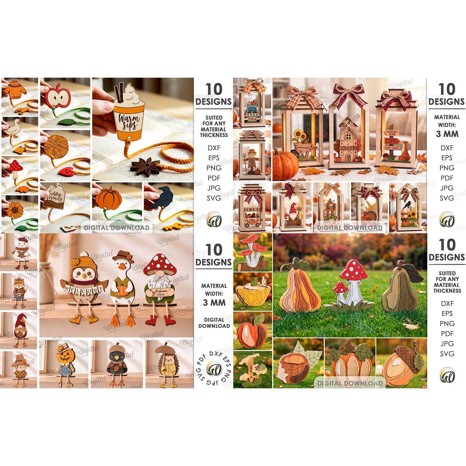 3D Fall Mega Bundle laser cut. Autumn decor. Farmhouse SVG 2