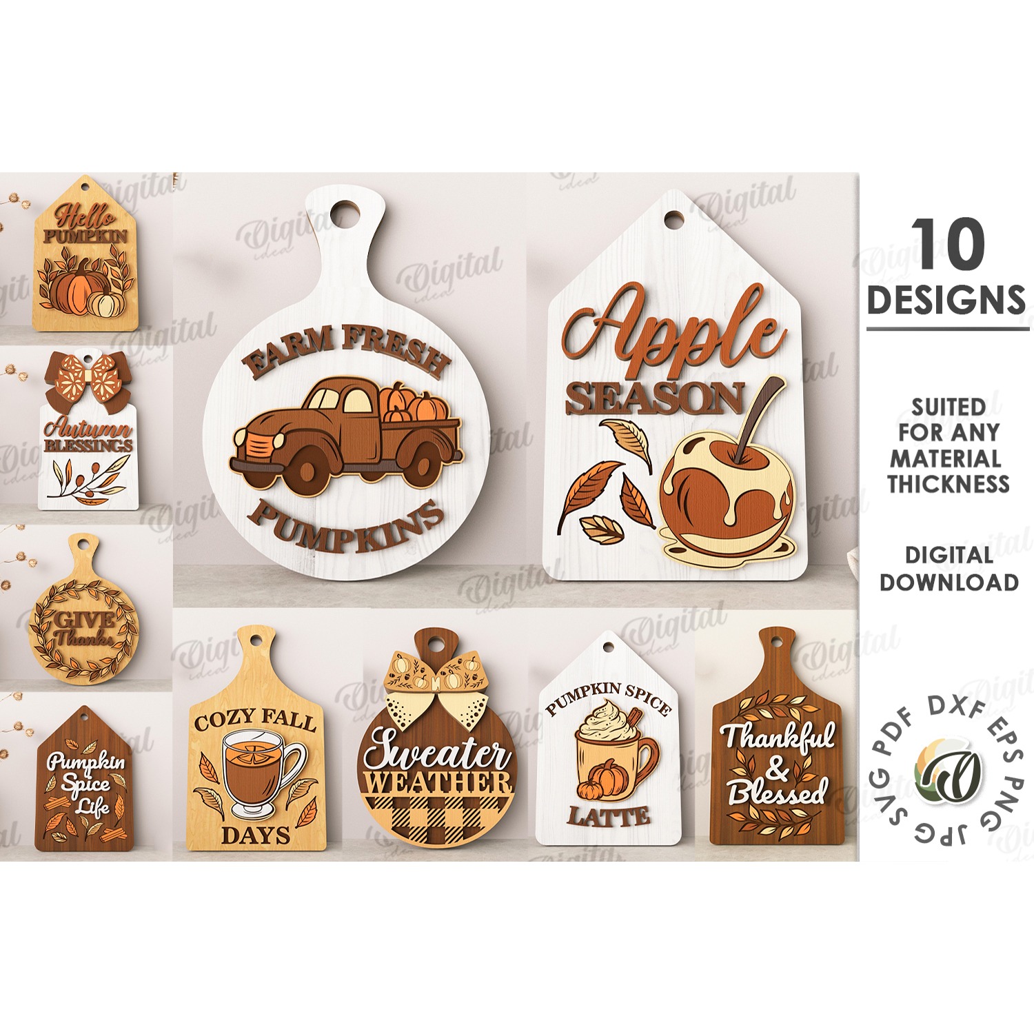 3D Fall Mega Bundle laser cut. Autumn decor. Farmhouse SVG 5