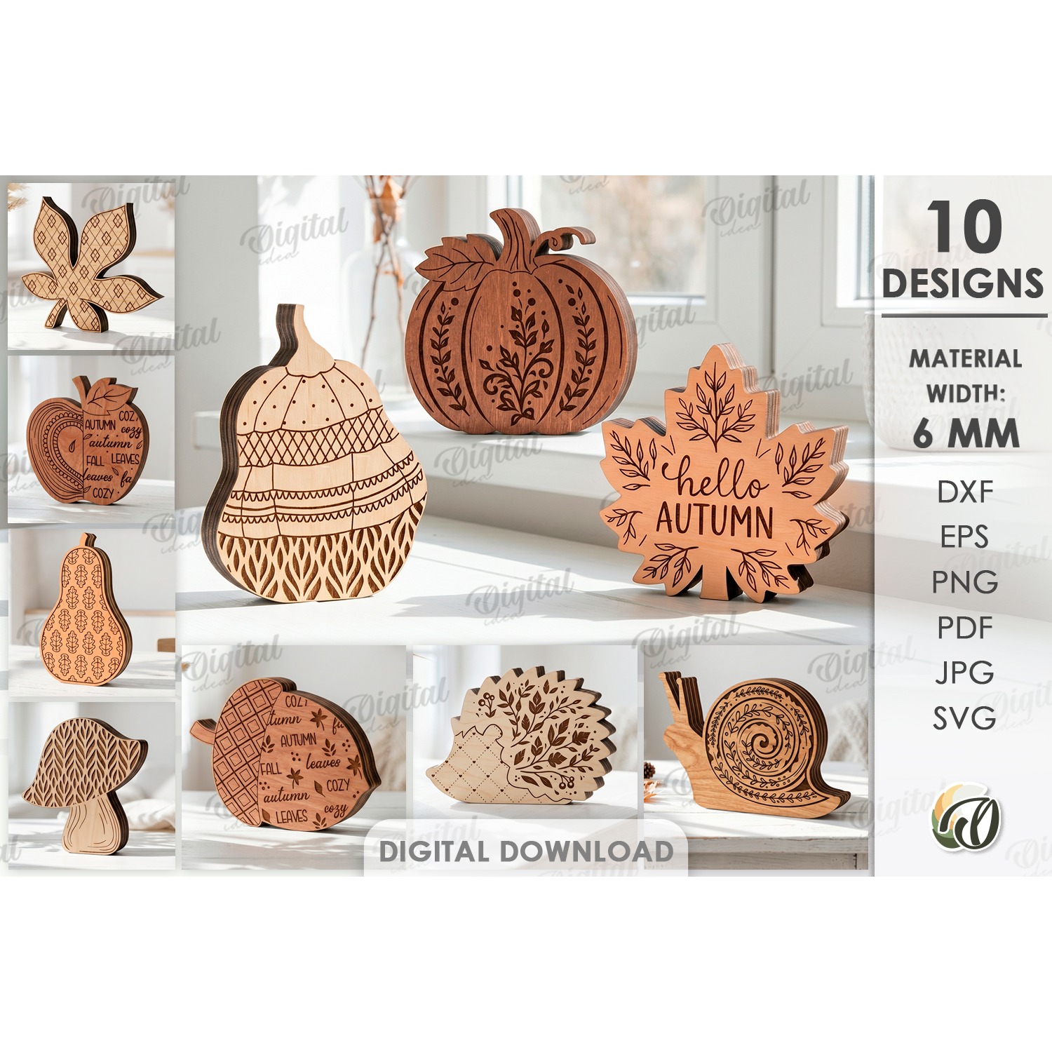 3D Fall Stands Bundle Laser Cut. Standing Home Decor SVG