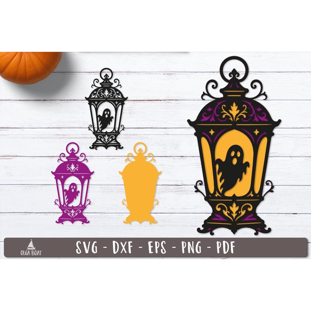 3d Ghost Lantern Halloween Layered SVG design