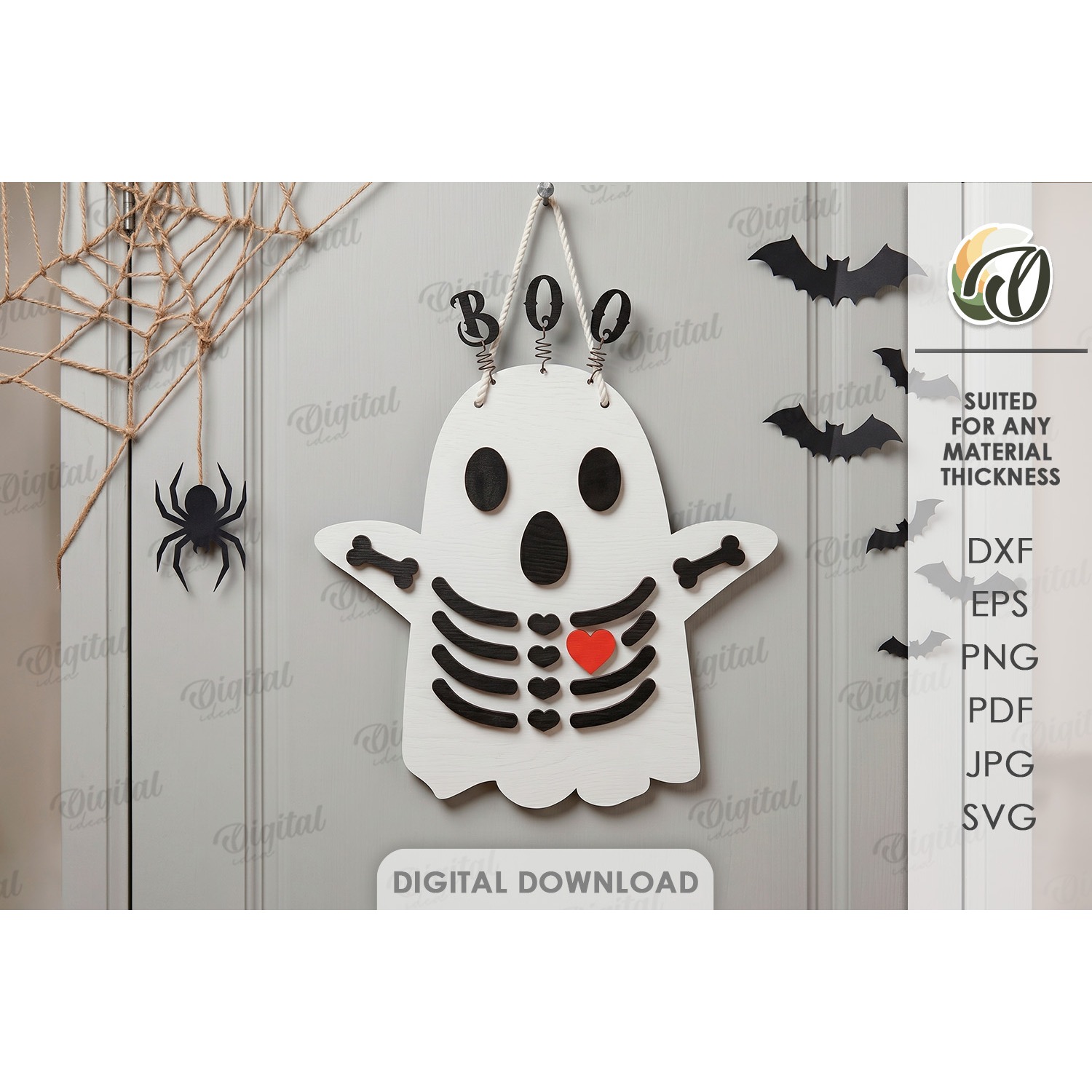 3D Ghost Wall Decor Laser Cut. Halloween Decor SVG