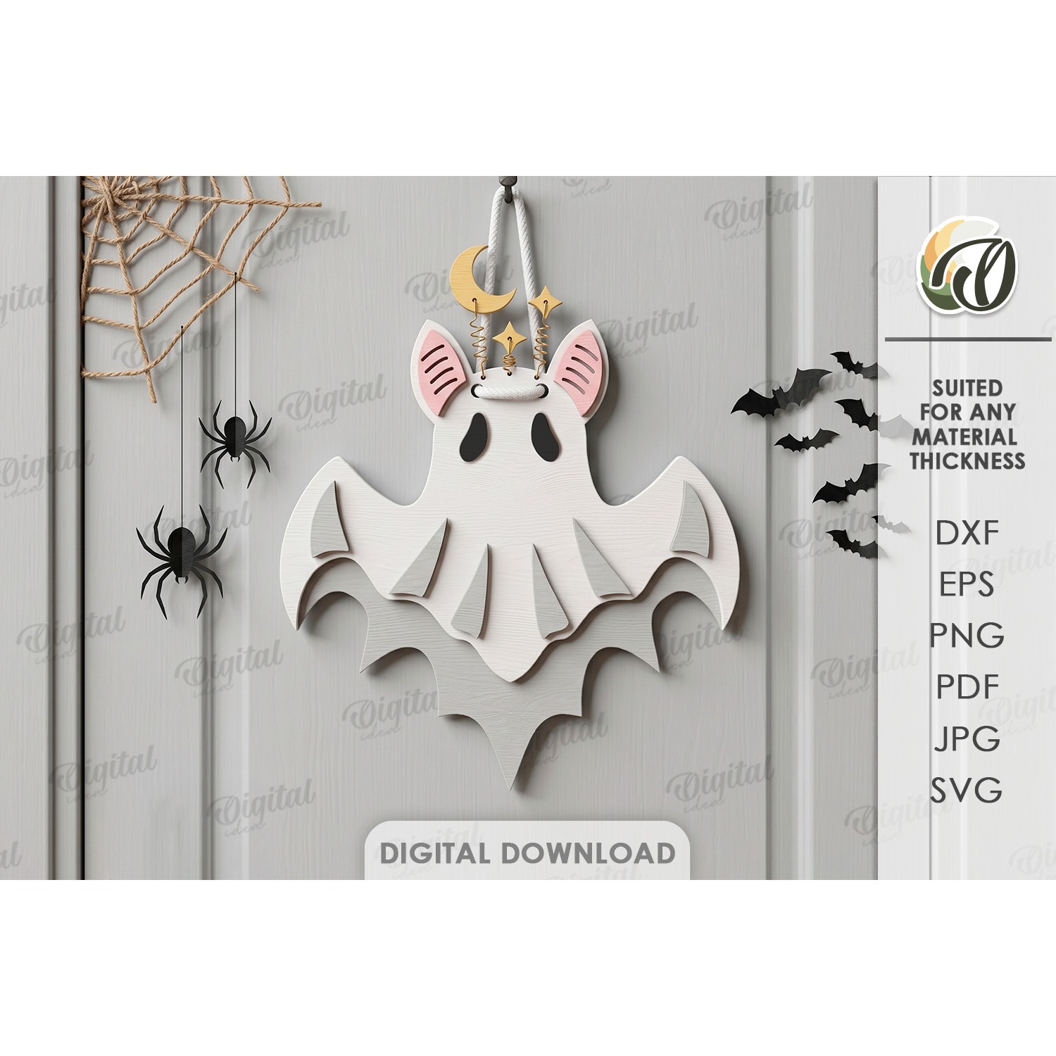 3D Ghost Wall Decor Laser Cut. Halloween Decor SVG (4)