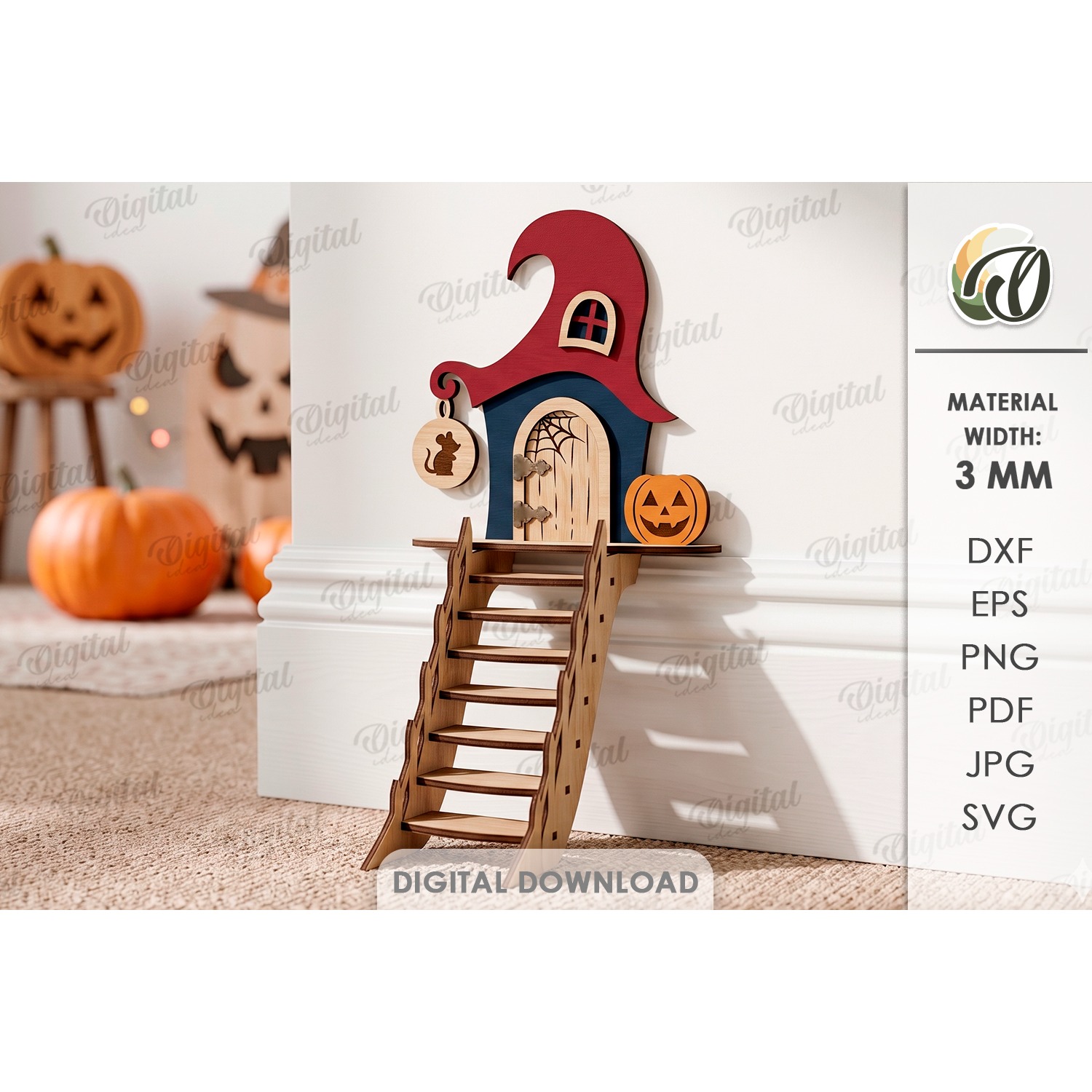 3D Halloween Baseboard Door Laser Cut. Halloween Decor SVG