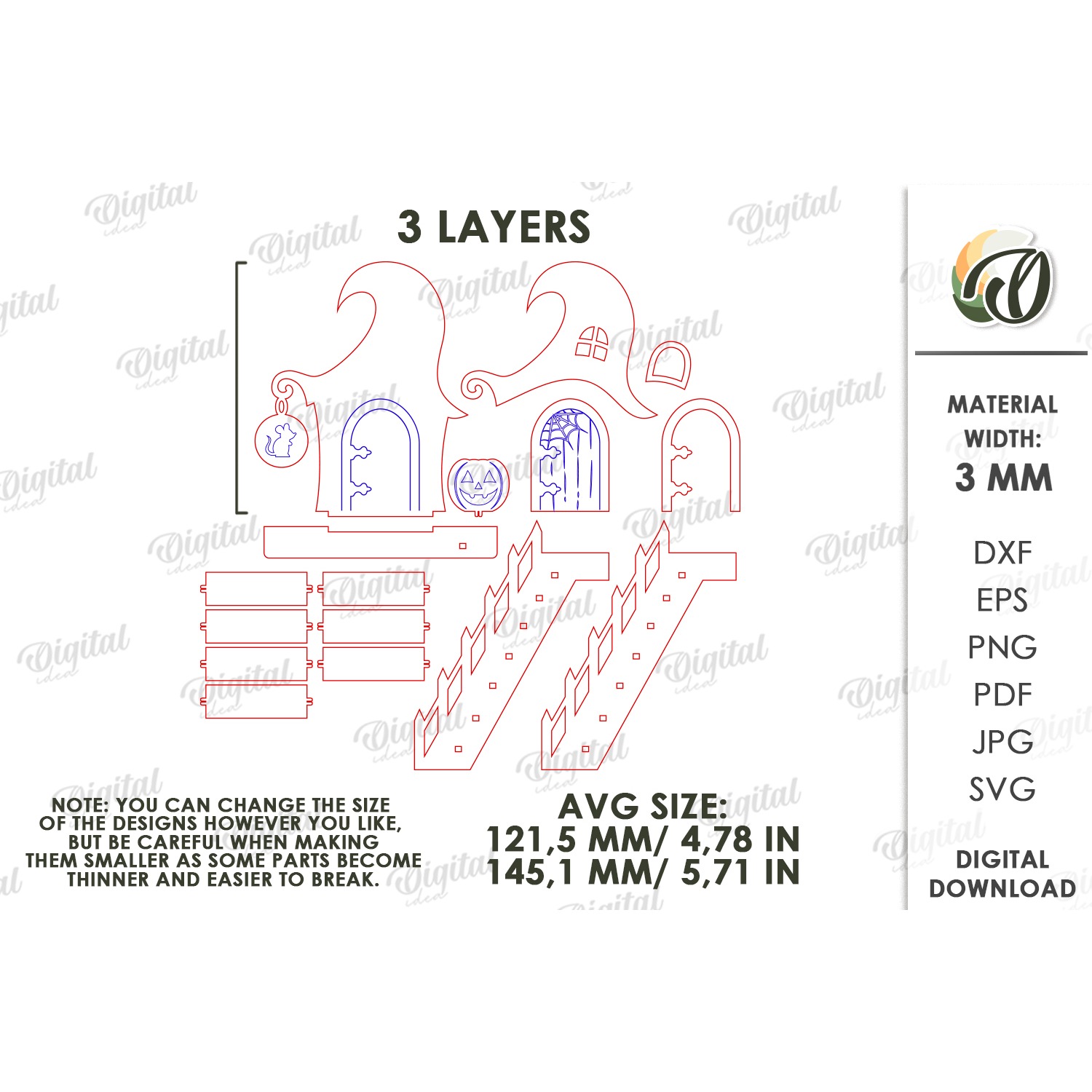 3D Halloween Baseboard Door Laser Cut. Halloween Decor SVG 2