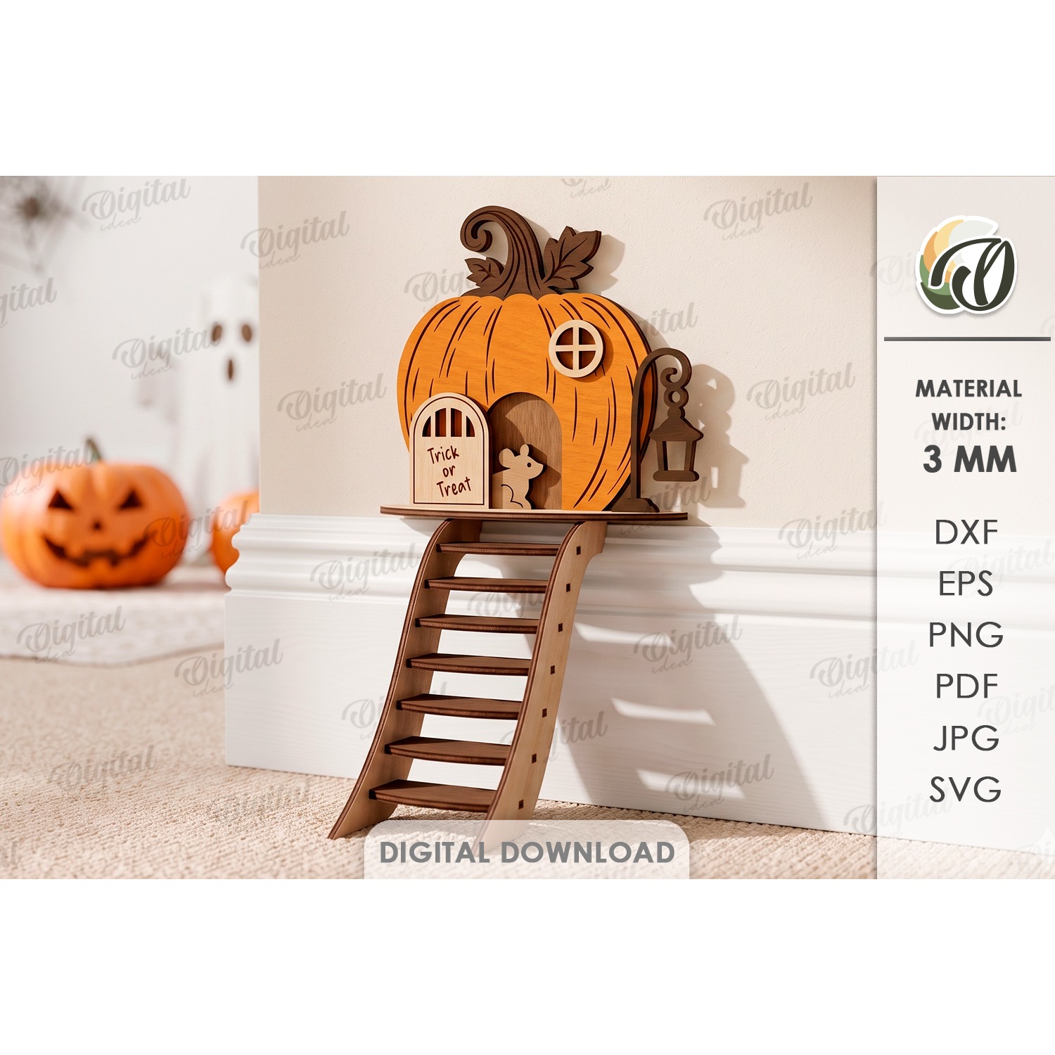 3D Halloween Baseboard Door Laser Cut. Halloween Decor SVG (6)