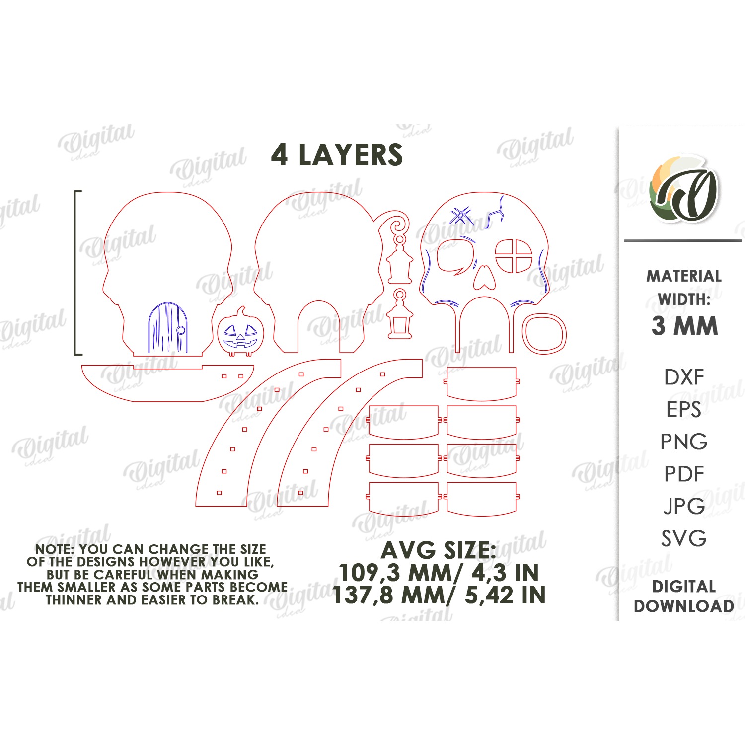 3D Halloween Baseboard Door Laser Cut. Halloween Decor SVG (7) 2