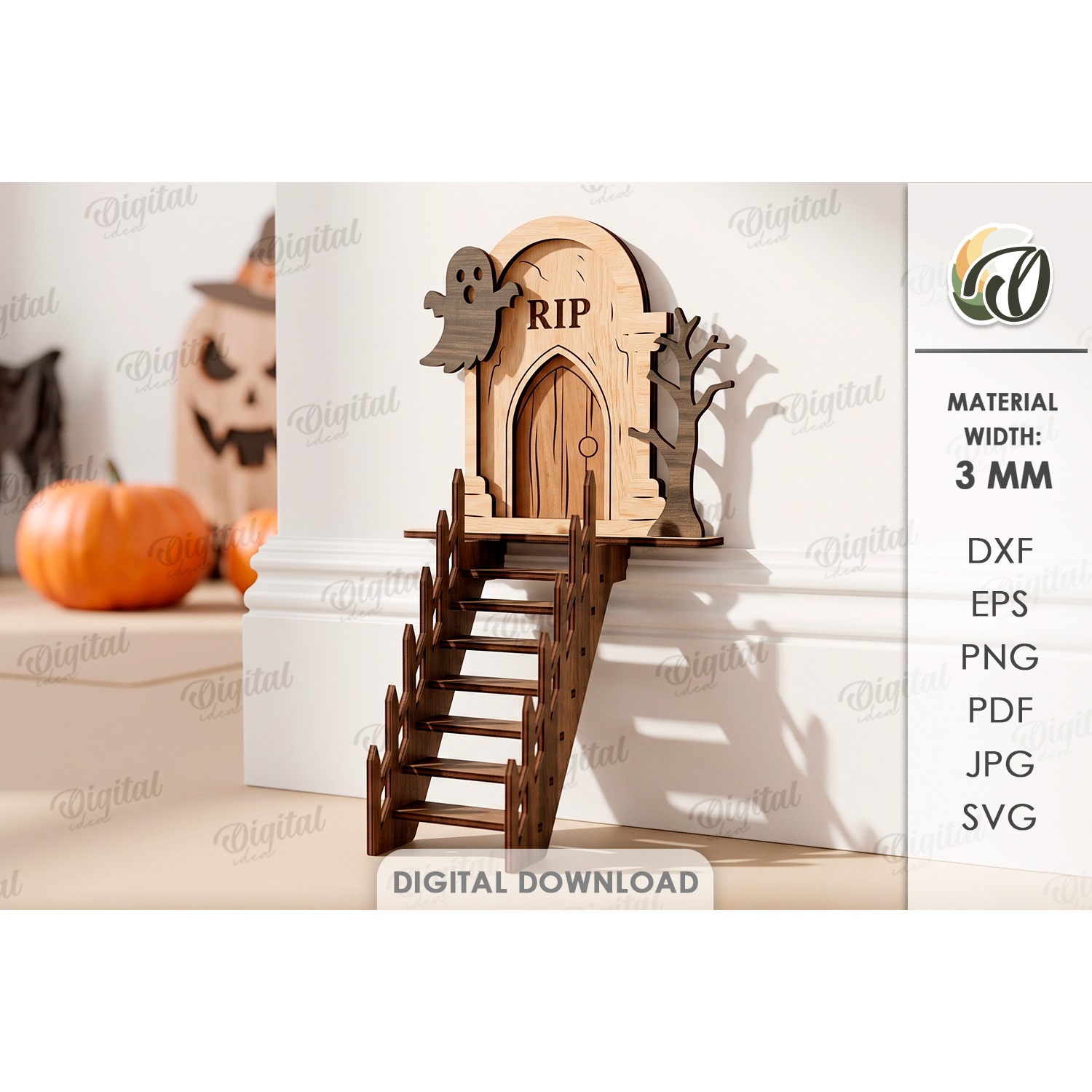 3D Halloween Baseboard Door Laser Cut. Halloween Decor SVG (9)