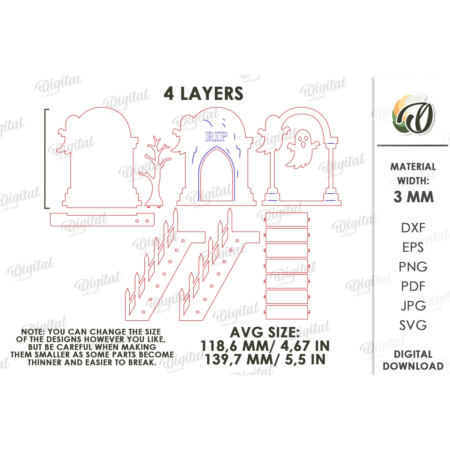 3D Halloween Baseboard Door Laser Cut. Halloween Decor SVG (9) 2