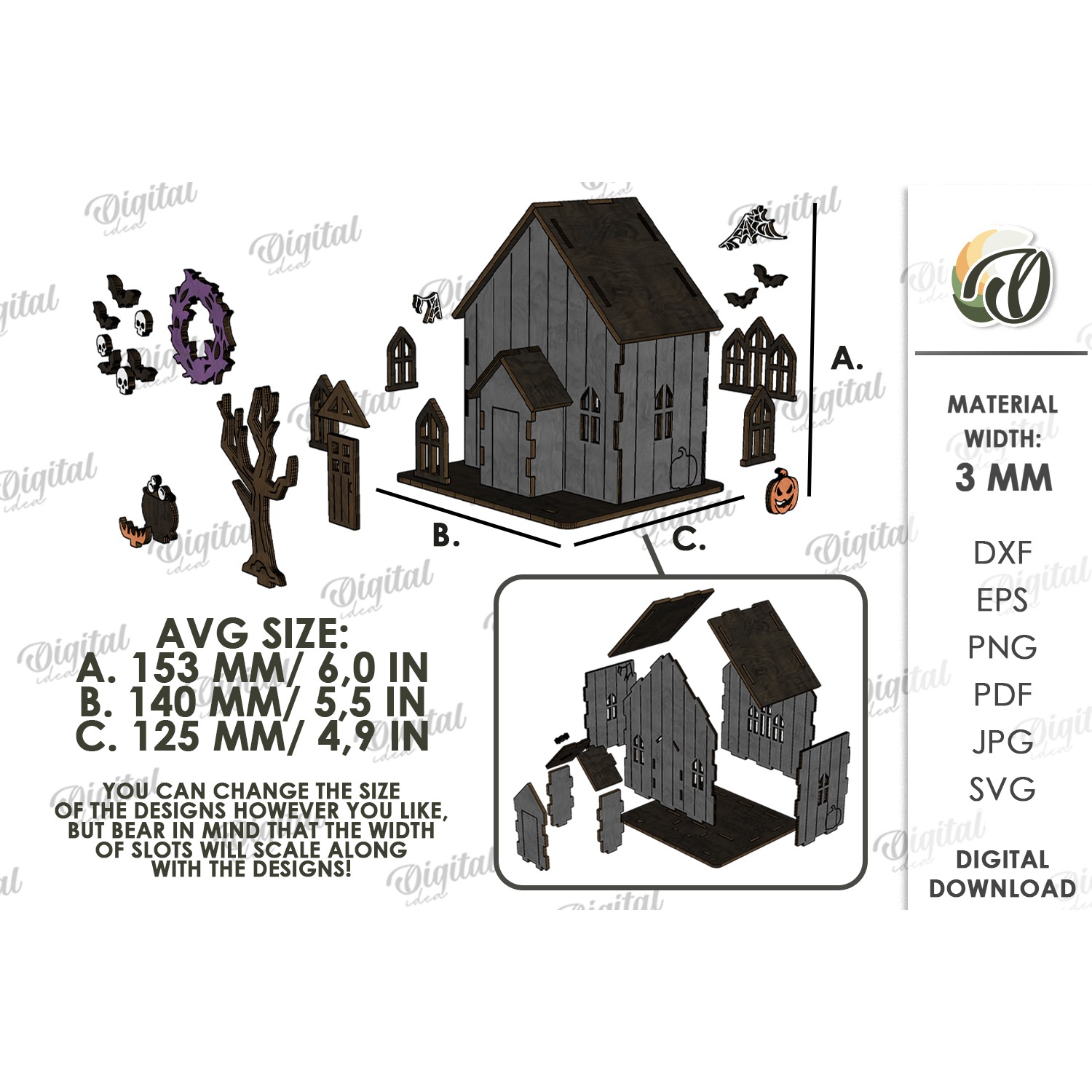 3D Halloween Stand Laser Cut. Halloween Standing Decor SVG (10) 2