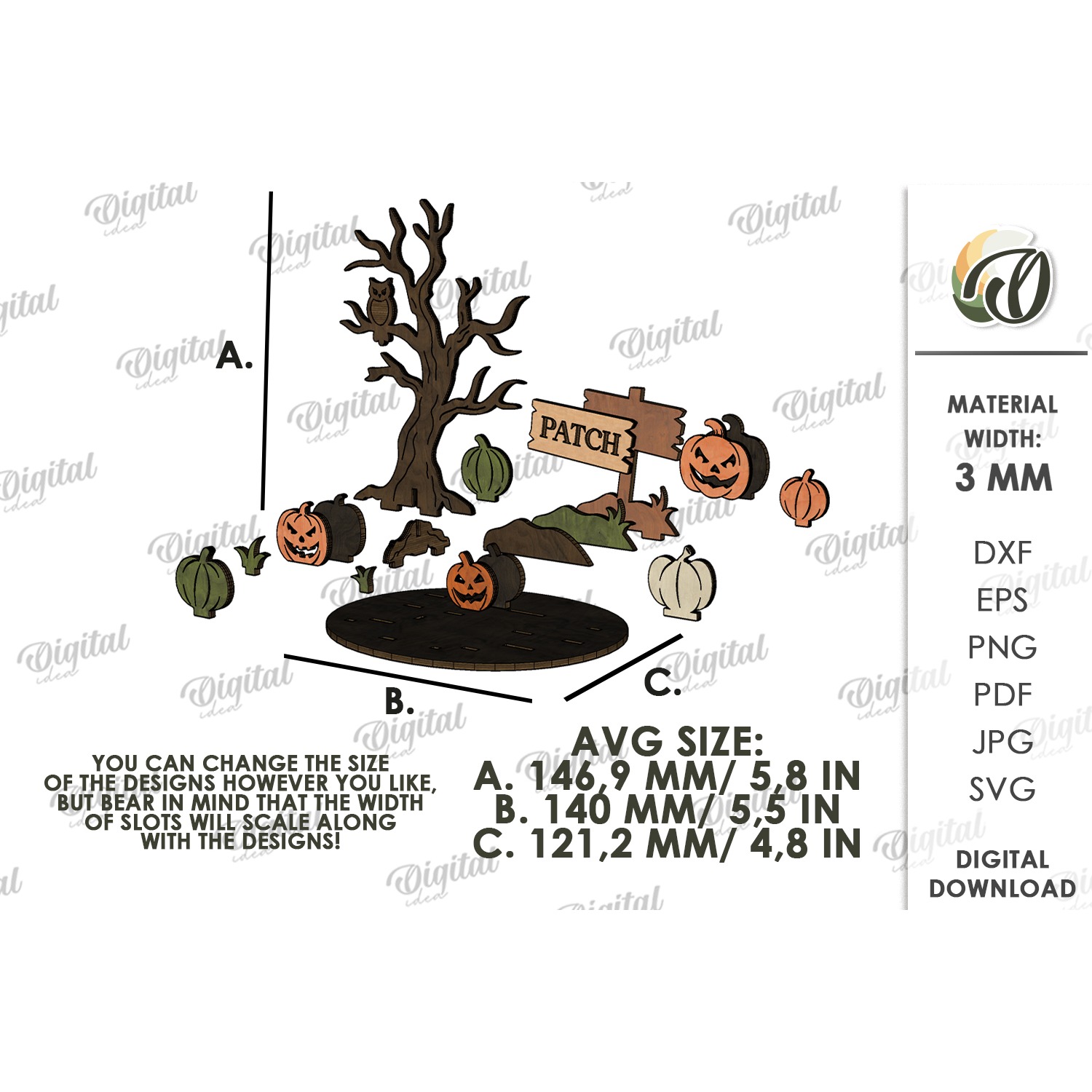 3D Halloween Stand Laser Cut. Halloween Standing Decor SVG (2) 2