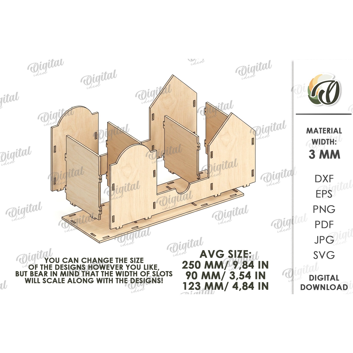 3D House Pencil Holder Laser Cut. Desk Organizer SVG (6) 2