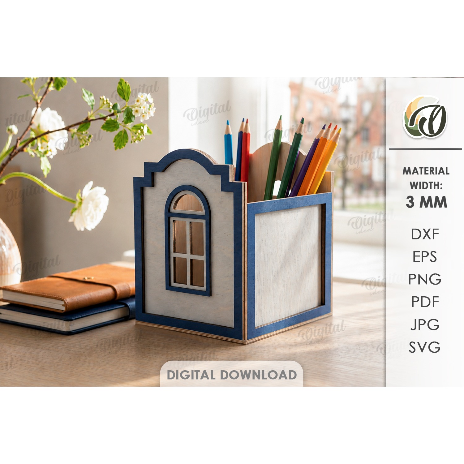 3D House Pencil Holders Bundle Laser Cut. Desk Organizer SVG 12