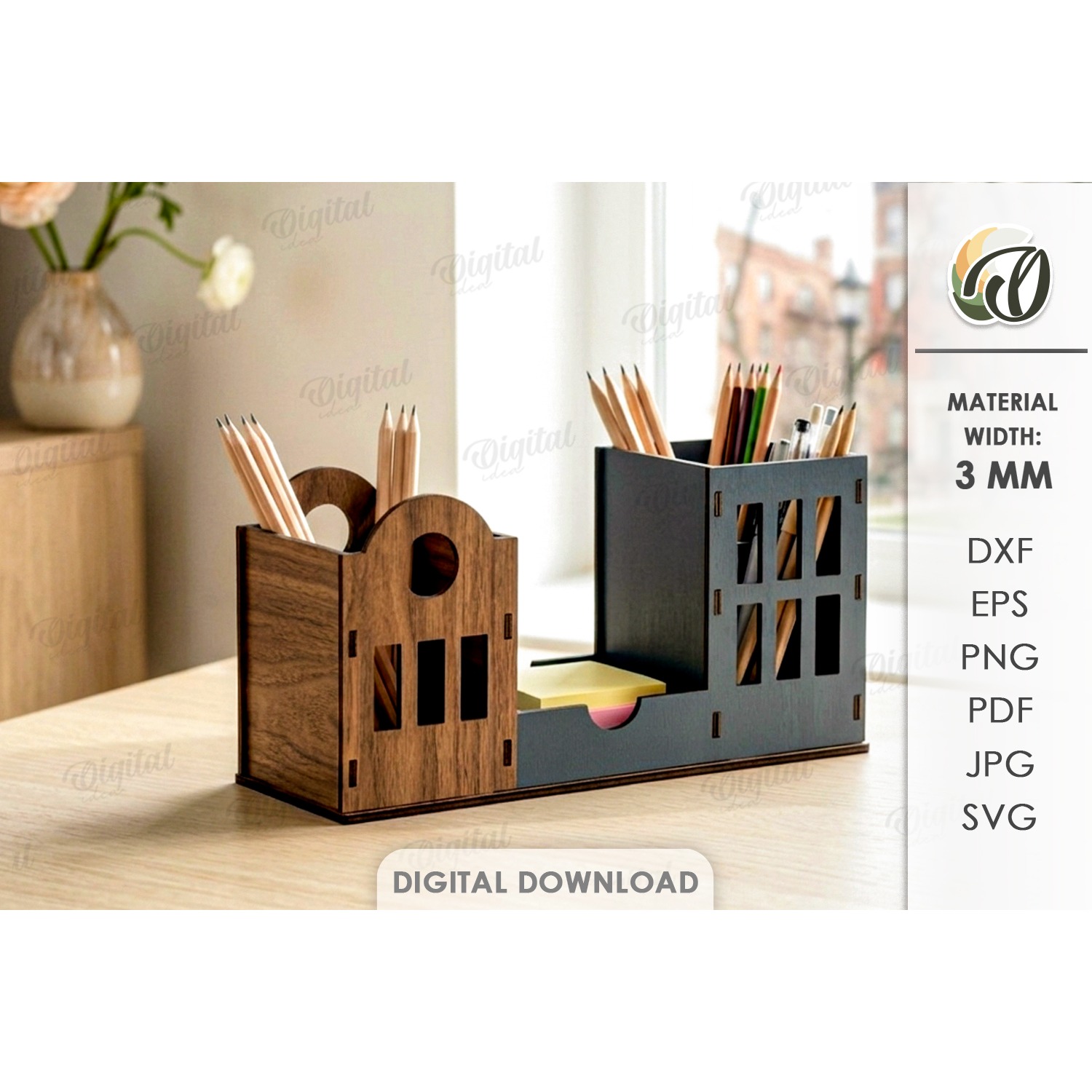 3D House Pencil Holders Bundle Laser Cut. Desk Organizer SVG 13
