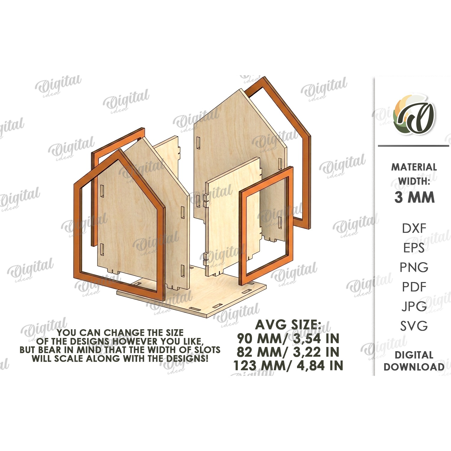 3D House Pencil Holders Bundle Laser Cut. Desk Organizer SVG 3