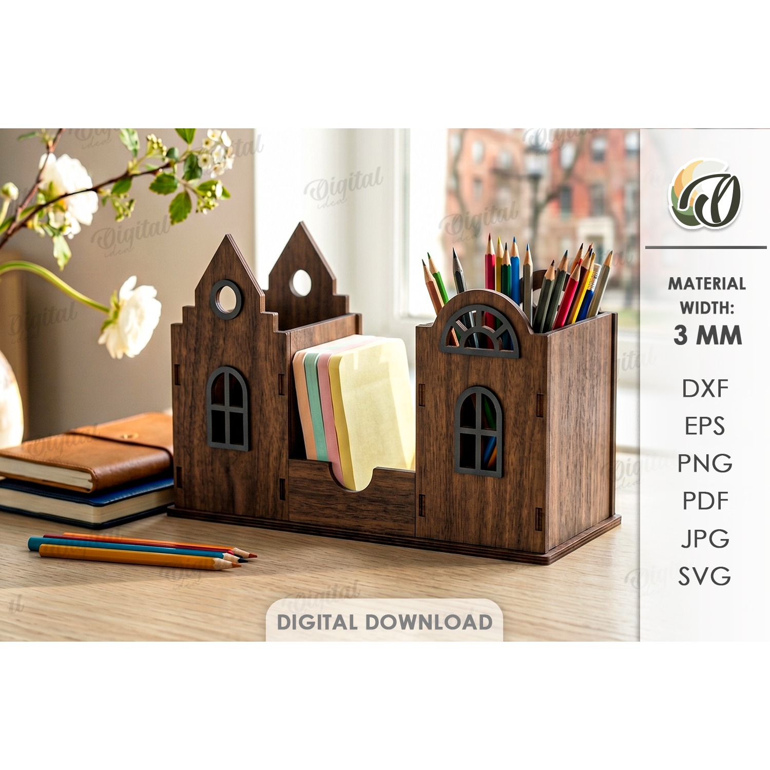 3D House Pencil Holders Bundle Laser Cut. Desk Organizer SVG 10