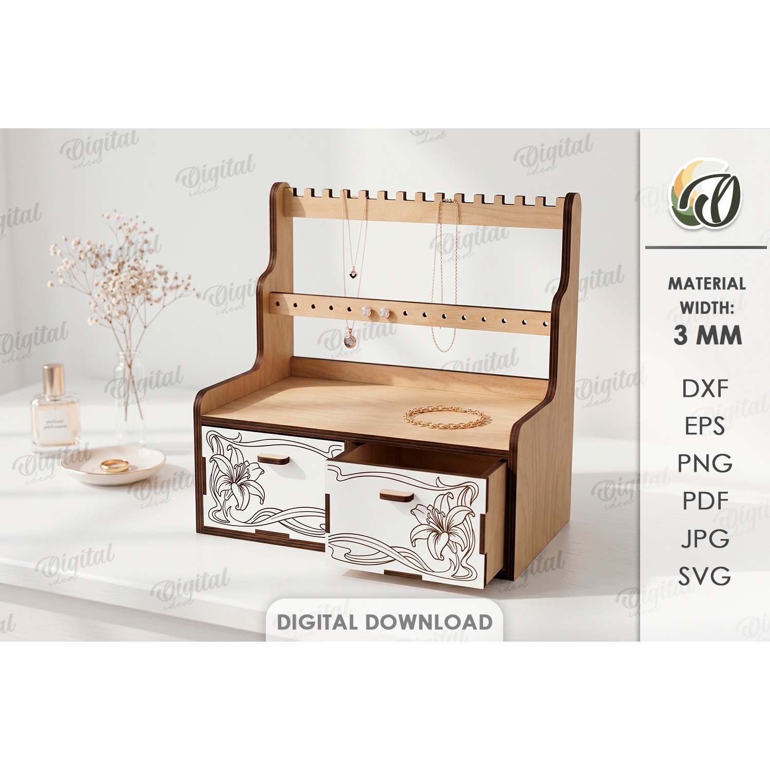 3D Jewelry Stands Bundle Laser Cut. Jewelry Organizer SVG 2