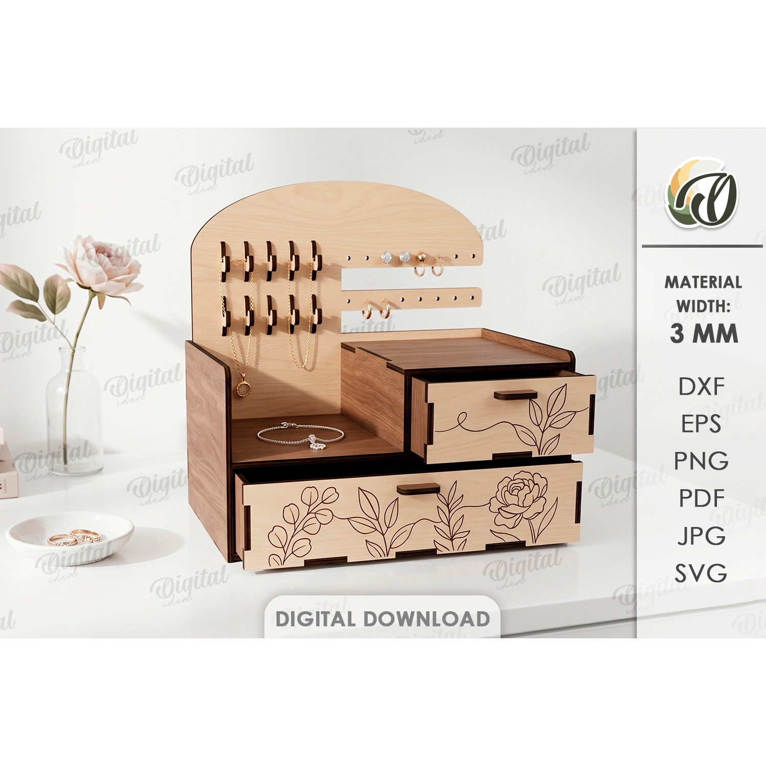 3D Jewelry Stands Bundle Laser Cut. Jewelry Organizer SVG 12